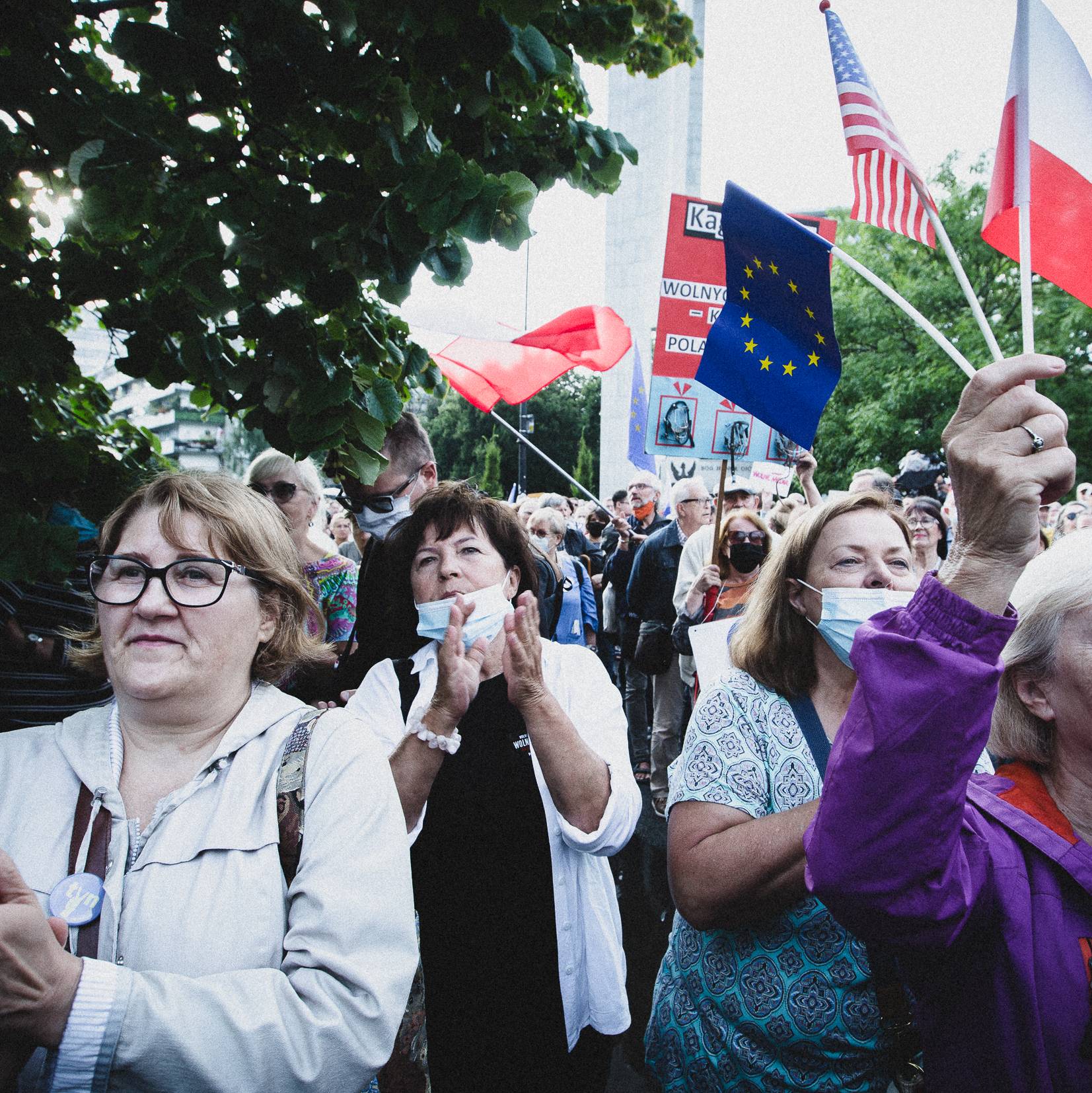 Warszawa, 10.08.2021. Protest przeciw lex TVN pod Sejmem