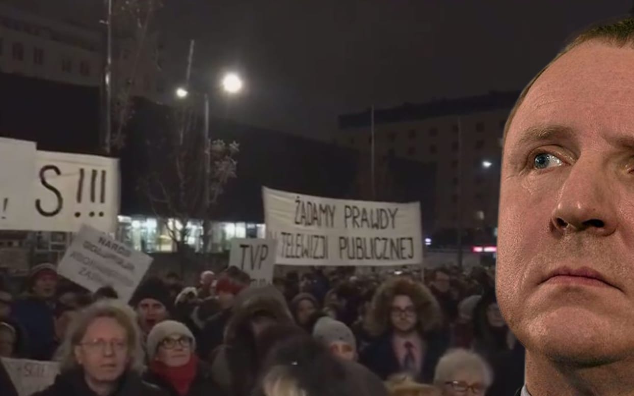 Grafika do artykułu TVP potępia nienawiść… wobec siebie. Grozi pozwami