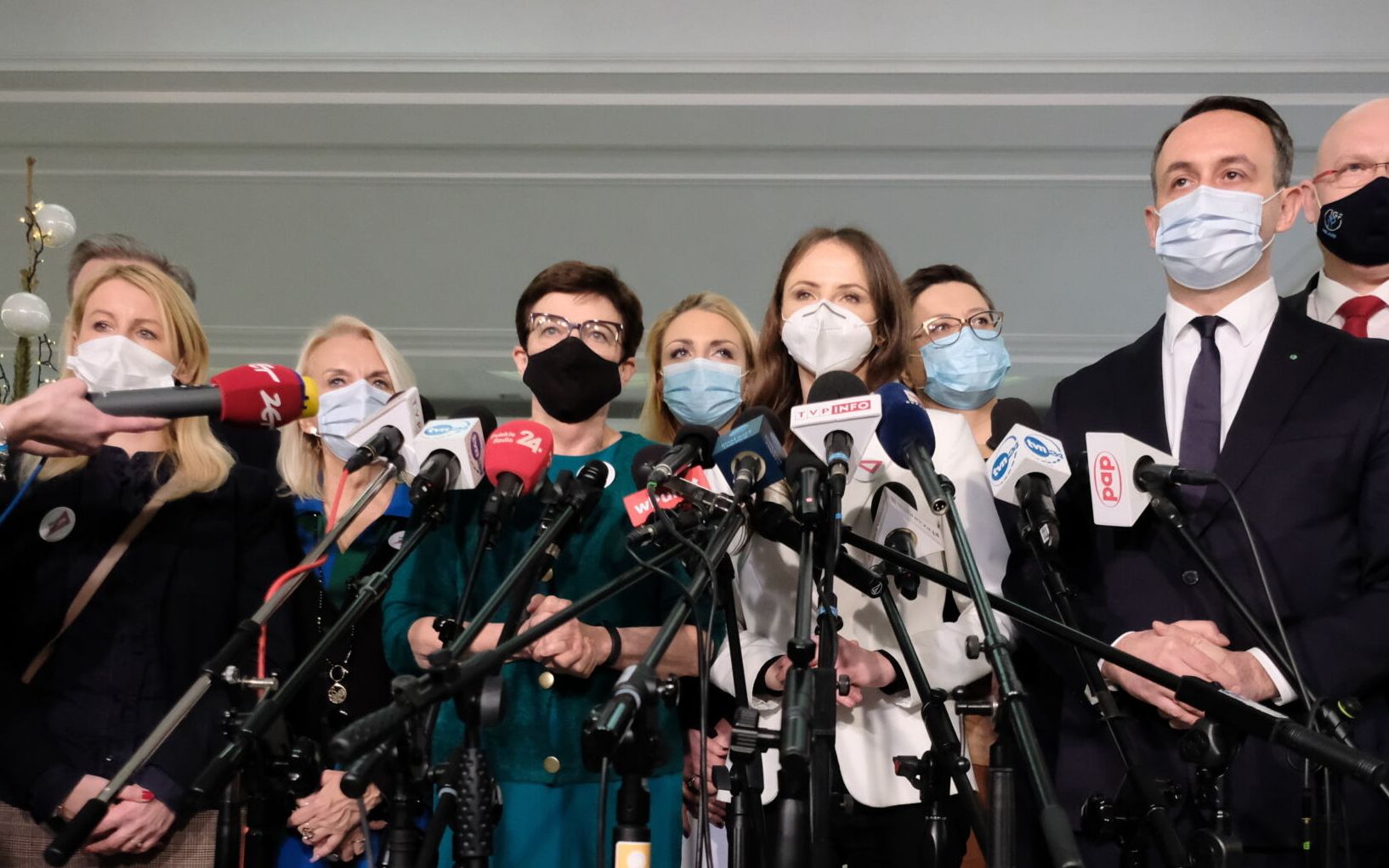 14.12.2021 Warszawa , ulica  Wiejska . Sejm . Posiedzenie Sejmu IX kadencji . podczas konferencji prasowej opozycji w sprawie '' Lex Czarnek ''.
Fot. Slawomir Kaminski / Agencja Wyborcza.pl