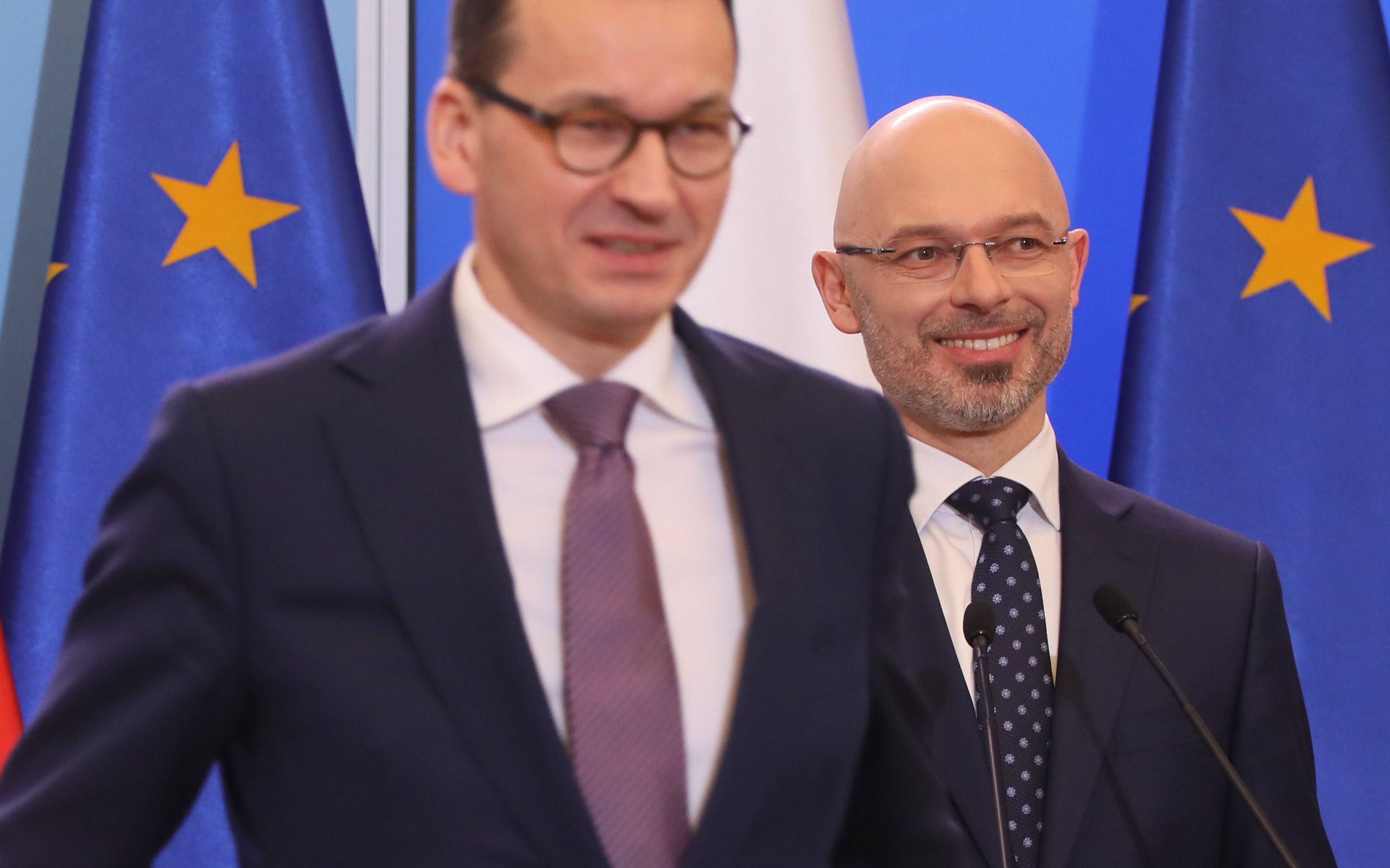 19.12.2018 Warszawa , Kancelaria Prezesa Rady Ministrow . Minister srodowiska Henryk Kowalczyk , premier Mateusz Morawiecki i prezydent COP24 Michal Kurtyka podczas konferencji prasowej po  posiedzeniu rzadu .
Fot. Slawomir Kaminski / Agencja Gazeta
