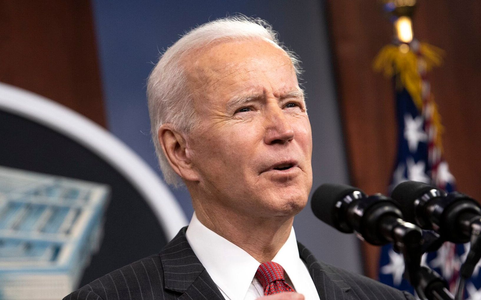 President Joe Biden delivers remarks to Department of Defense personnel, with Vice President Kamala Harris and Secretary of Defense Lloyd J. Austin III, the Pentagon, Washington, D.C., Feb. 10, 2021. (DoD photo by Lisa Ferdinando)