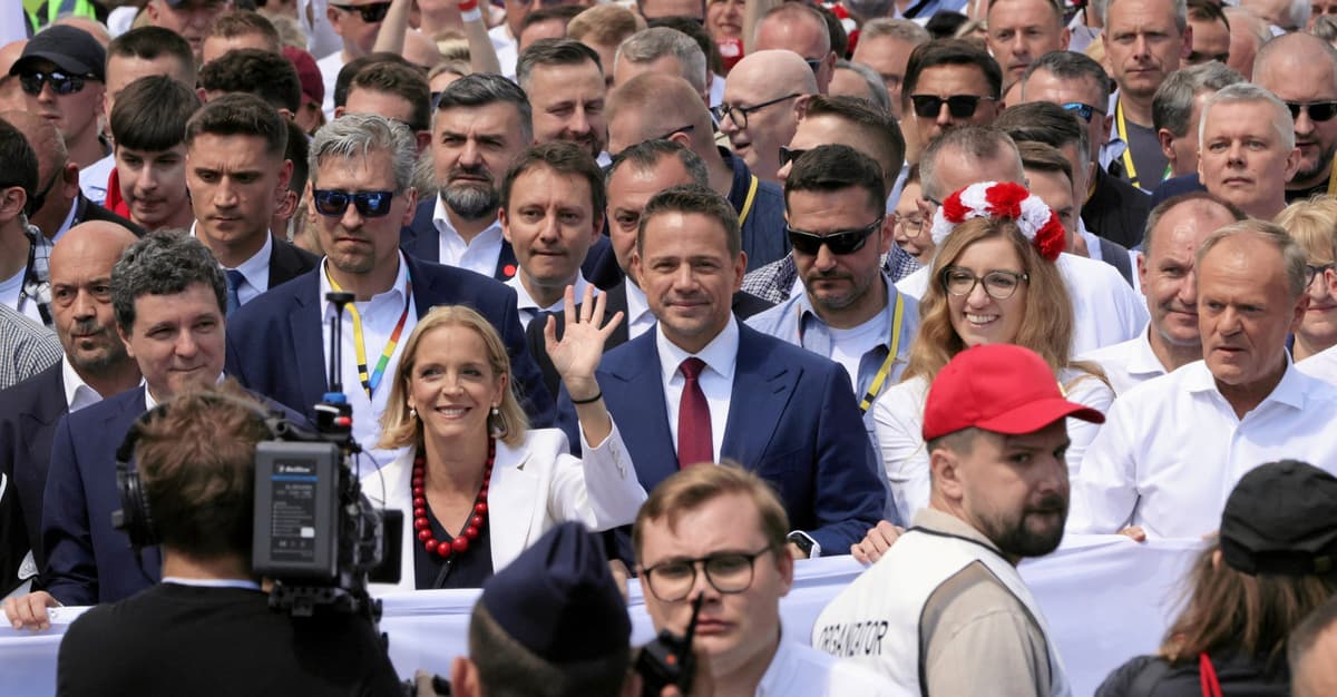 Wielkie marsze zwolenników Trzaskowskiego i Nawrockiego w Warszawie [ARTYKUŁ AKTUALIZOWANY]