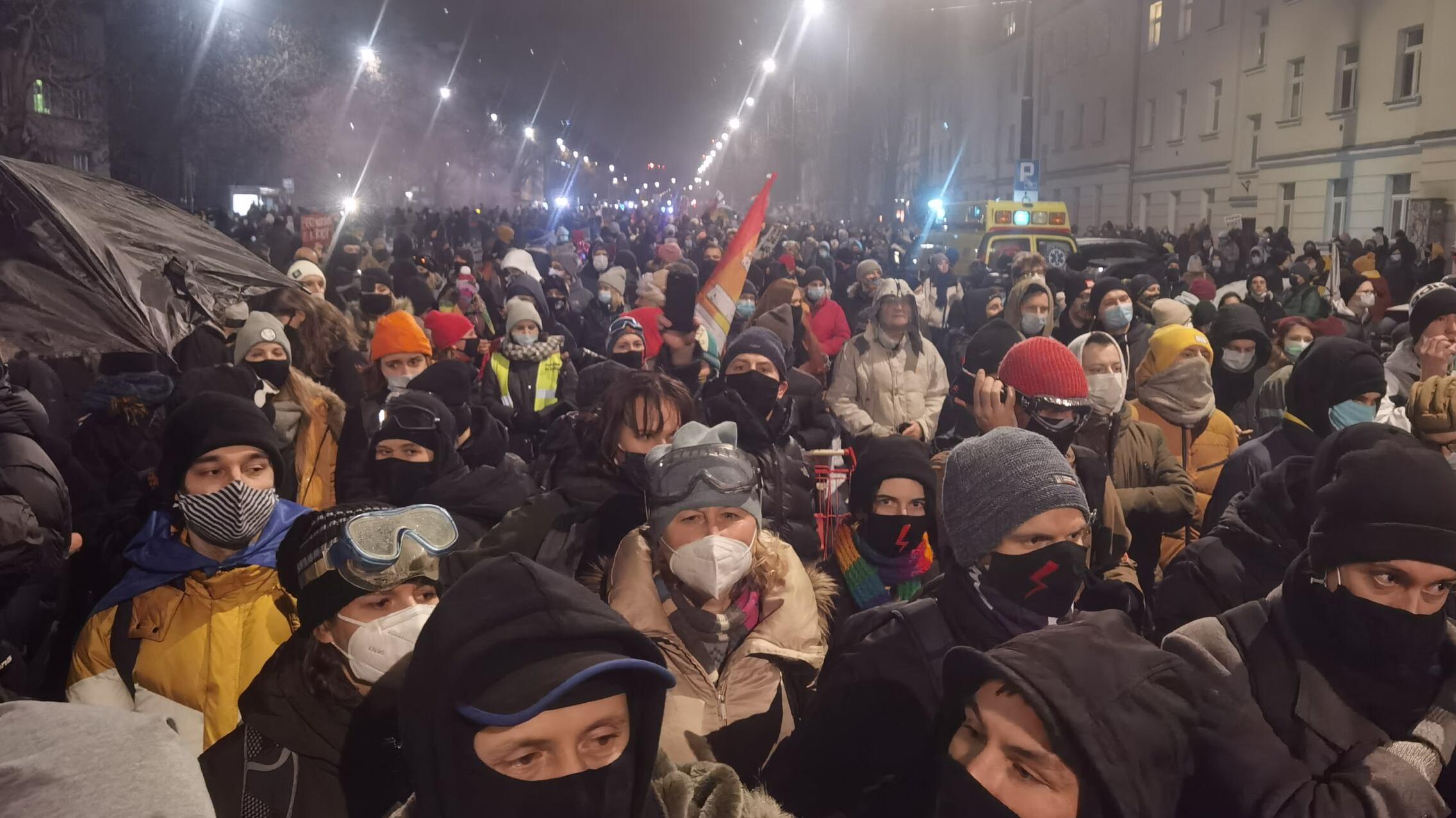 Ulica Mickiewicza Strajk Kobiet 29 stycznia 2021 fot. Robert Jurszo