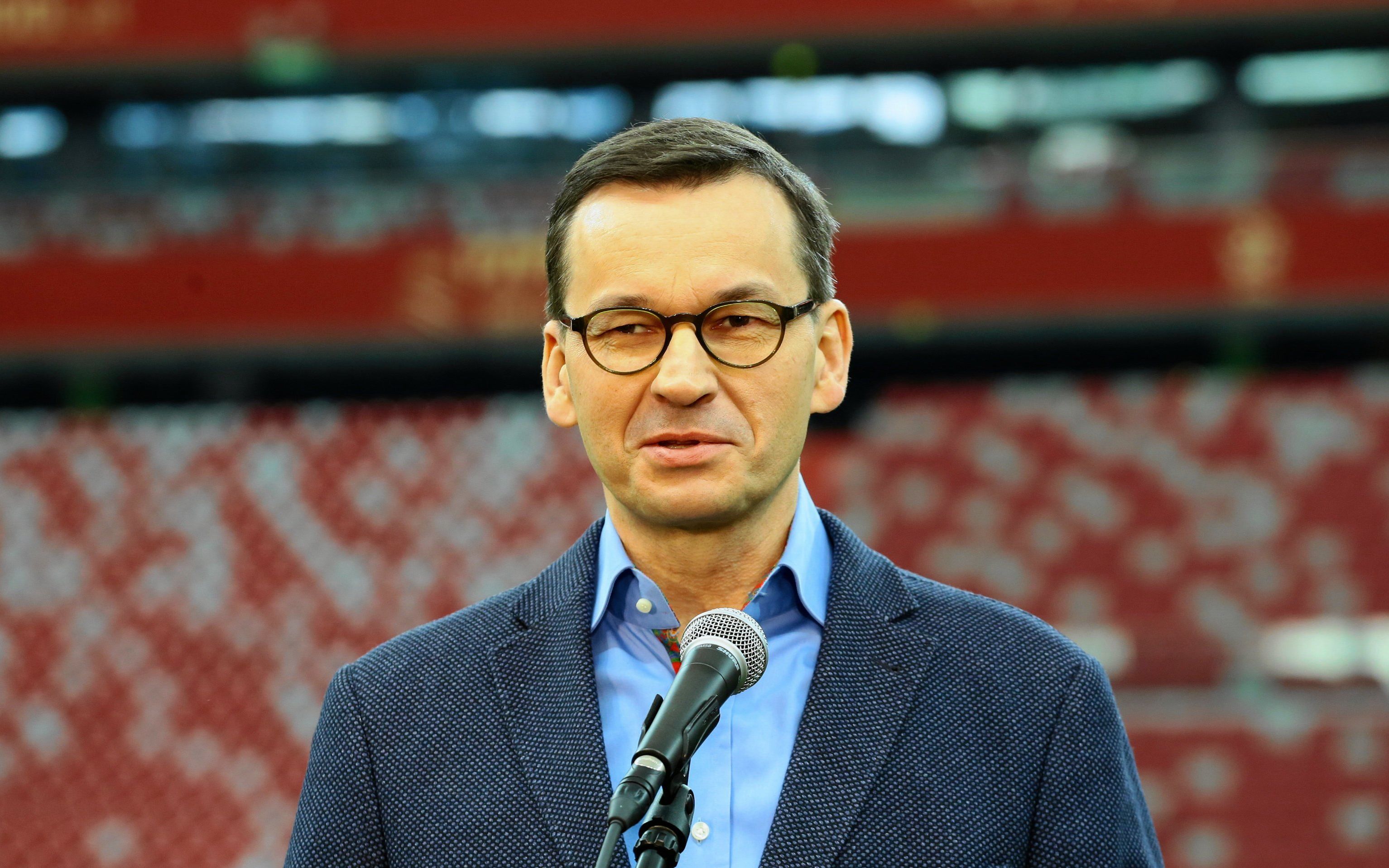 23.03.2019 Warszawa , PGE Narodowy . Konferencja prasowa Premiera Mateusza Morawieckiego , Ministra Sportu i Turystyki Witolda Banki oraz Zbigniewa Bonka . Premier Mateusz Morawiecki . 
Fot. Agata Grzybowska / Agencja Gazeta