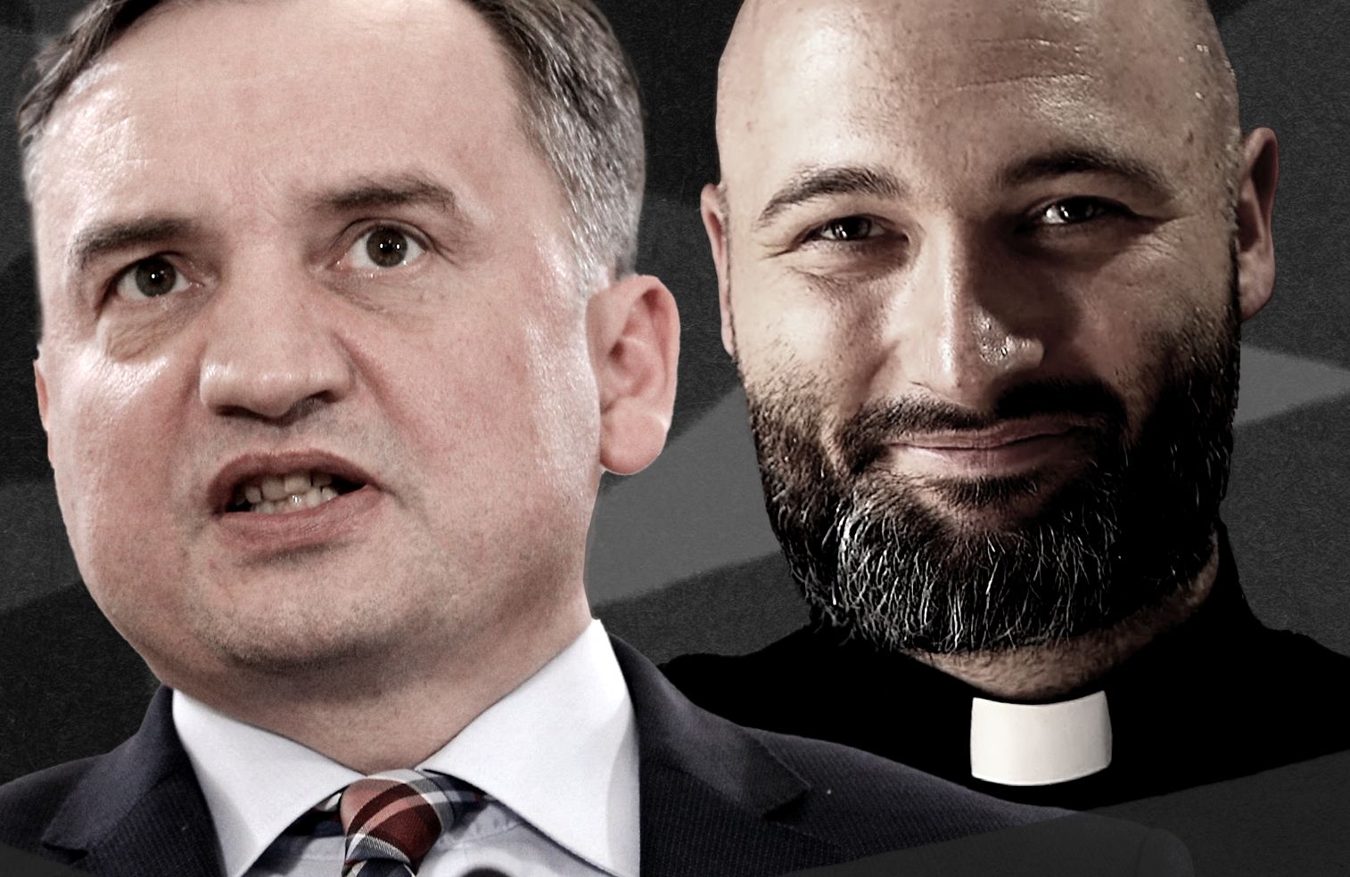 Kolaż zdjęć Zbigniewa Ziobry i ks. Michała Olszewskiego