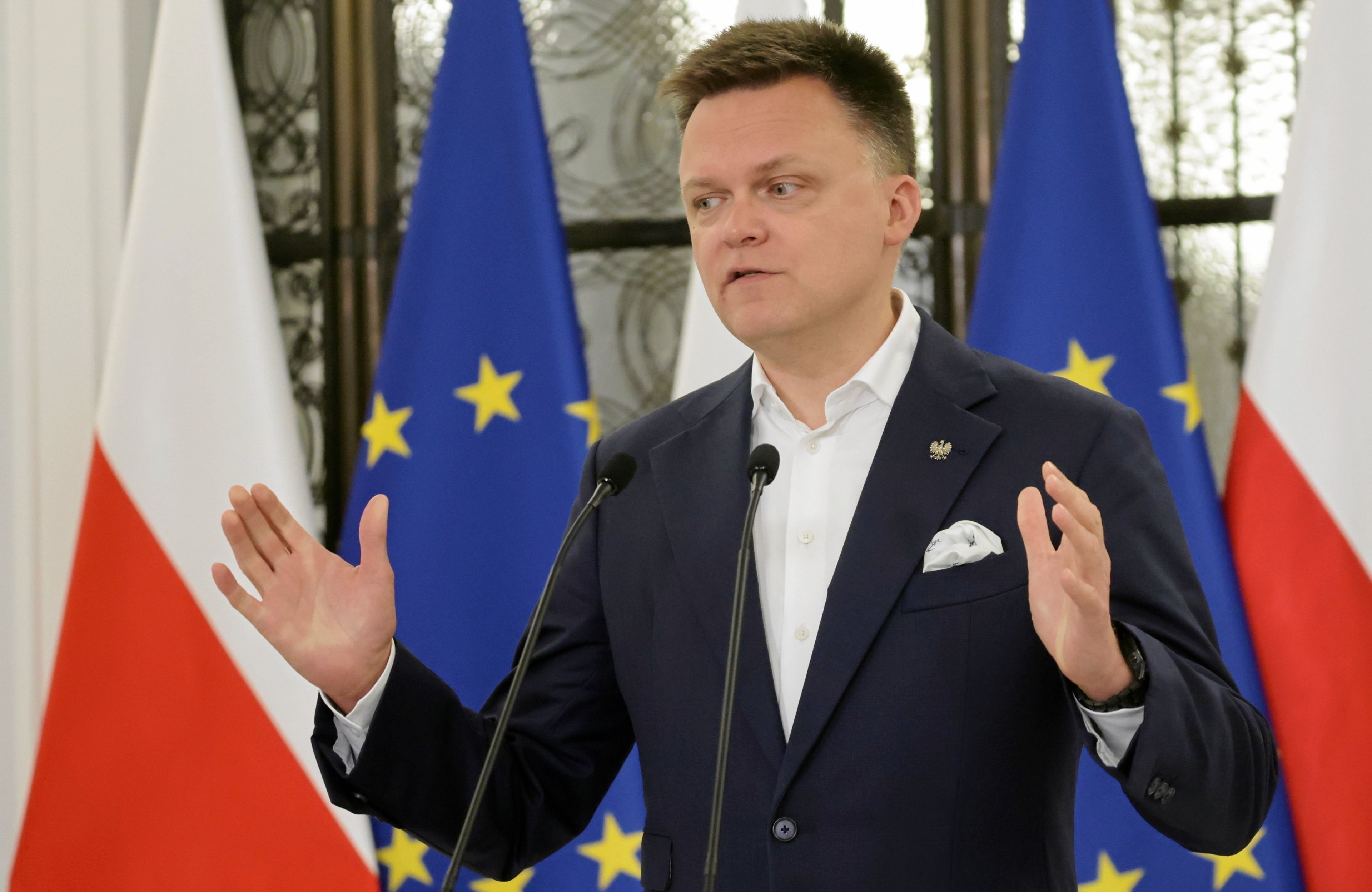 Konferencja prasowa Marszalka Szymona Holowni