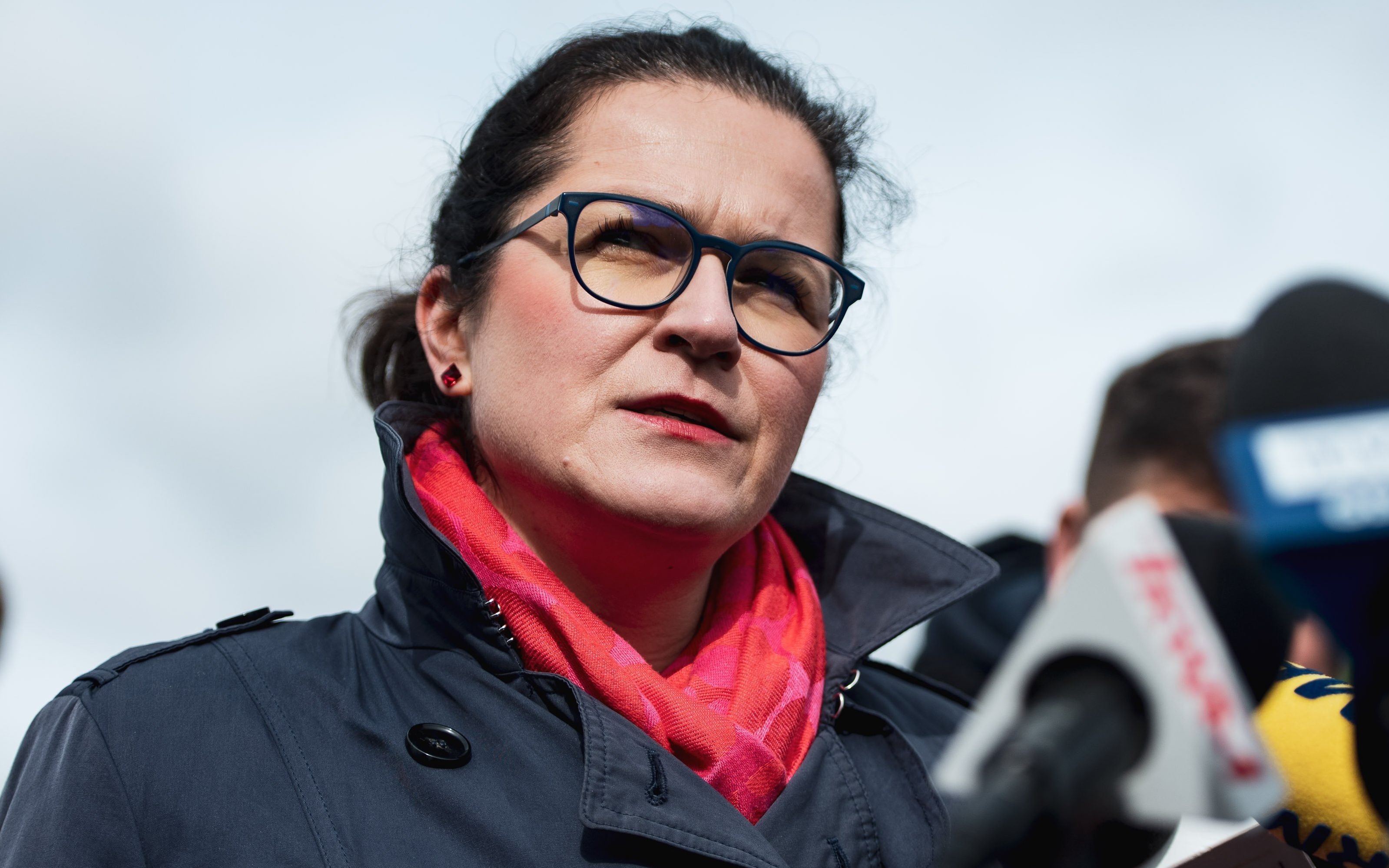 12.05.2019 Gdansk . Westerplatte . Prezydent Aleksandra Dulkiewicz na konferencji u stop kopca pomnika Obroncow Wybrzeza na Westerplatte .
Fot. Martyna Niecko / Agencja Gazeta