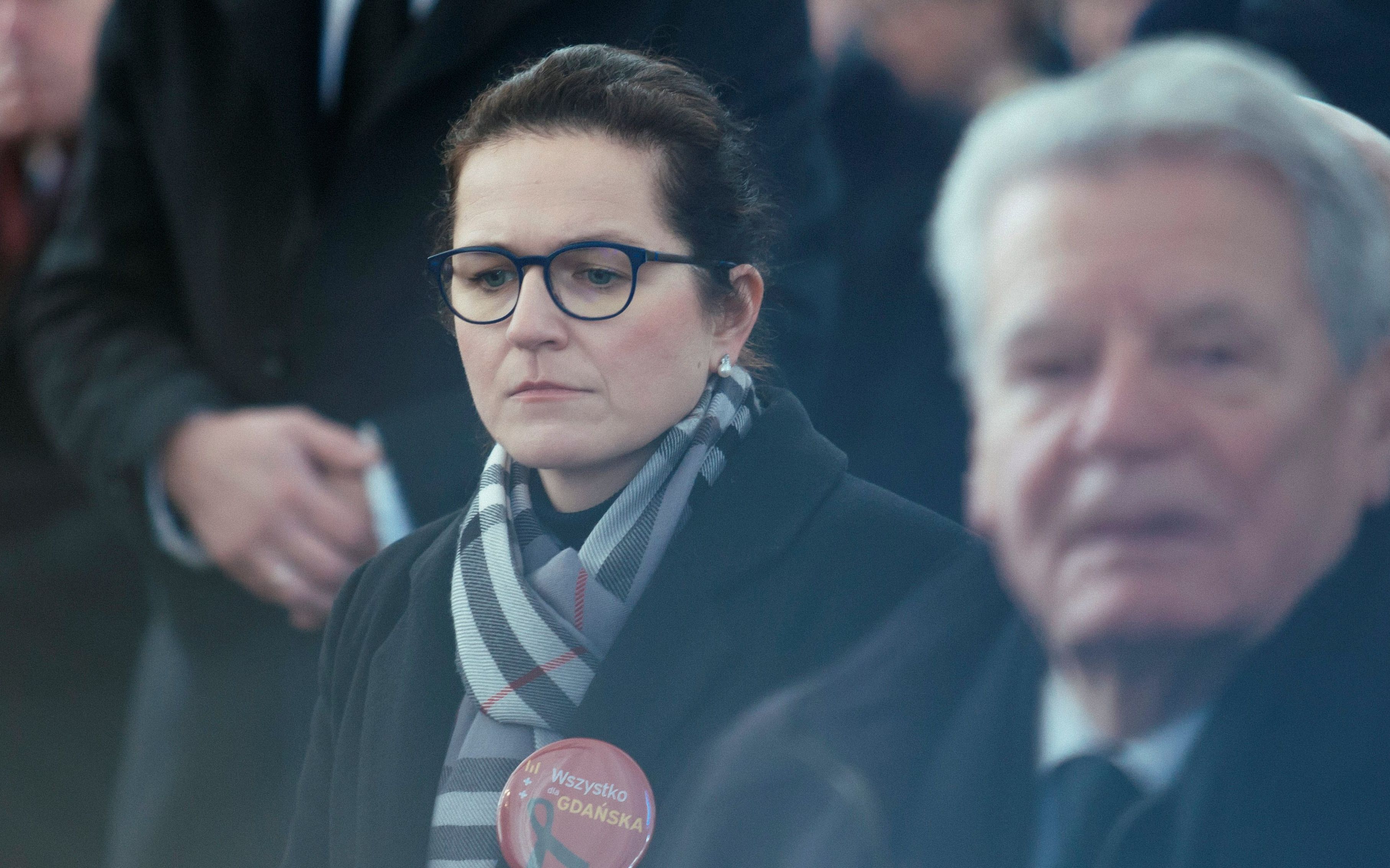 19.01.2019 Gdansk , Bazylika Mariacka . Pogrzeb zamordowanego 13 stycznia podczas finalu Wielkiej Orkiestry Swiatecznej Pomocy prezydenta Gdanska Pawla Adamowicza . Nz. p.o. prezydenta Gdanska Aleksandra Dulkiewicz .
Fot . Renata Dabrowska / Agencja Gazeta
