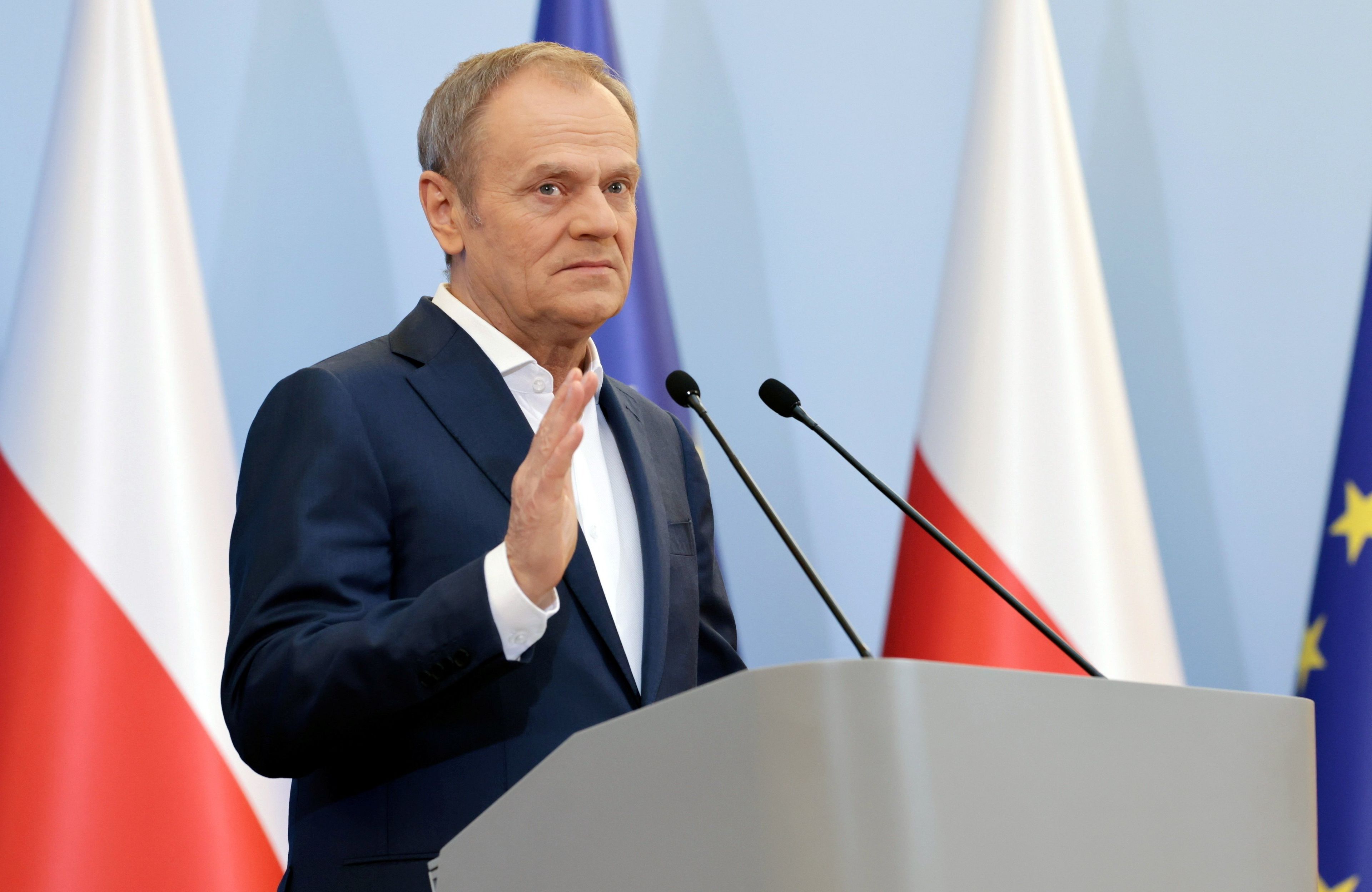 Premier Donald Tusk podczas konferencji po posiedzeniu Rady Ministrów