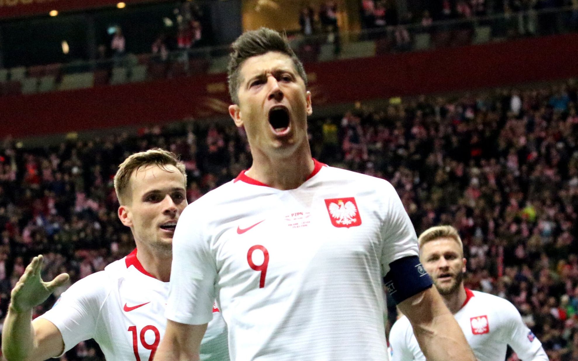24.03.2019  Warszawa. Robert Lewandowski podczas meczu eliminacji Mistrzostw Europy Polska - Lotwa . Fot . Kuba Atys / Agencja Gazeta