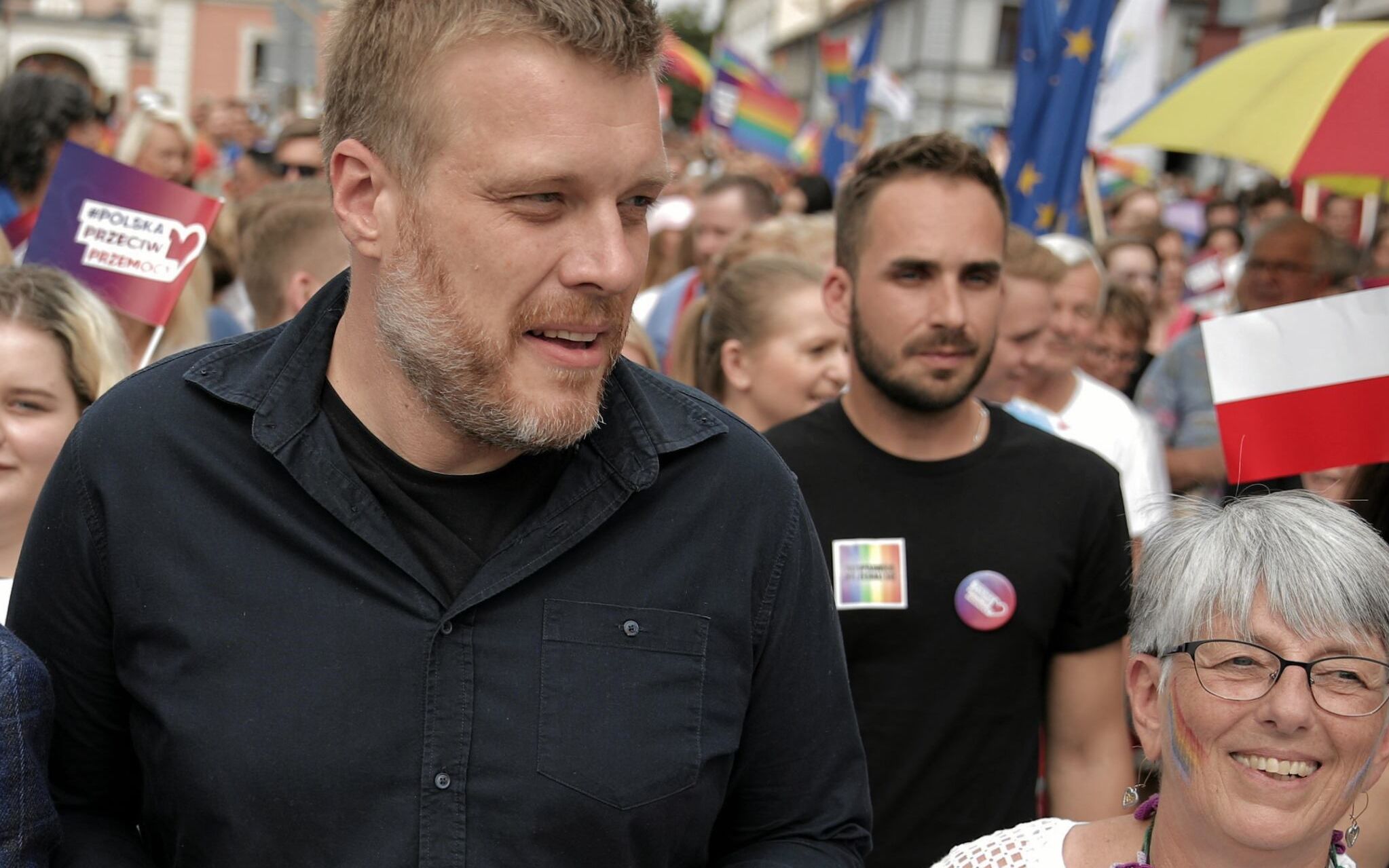 10.08.2019 Plock , Nowy Rynek . Pierwszy plocki Marsz Rownosci - pod haslem " Plock napedza rownosc ". nz Wlodzimierz Czarzasty i Adrian Zandberg
Fot. Jedrzej Nowicki / Agencja Gazeta