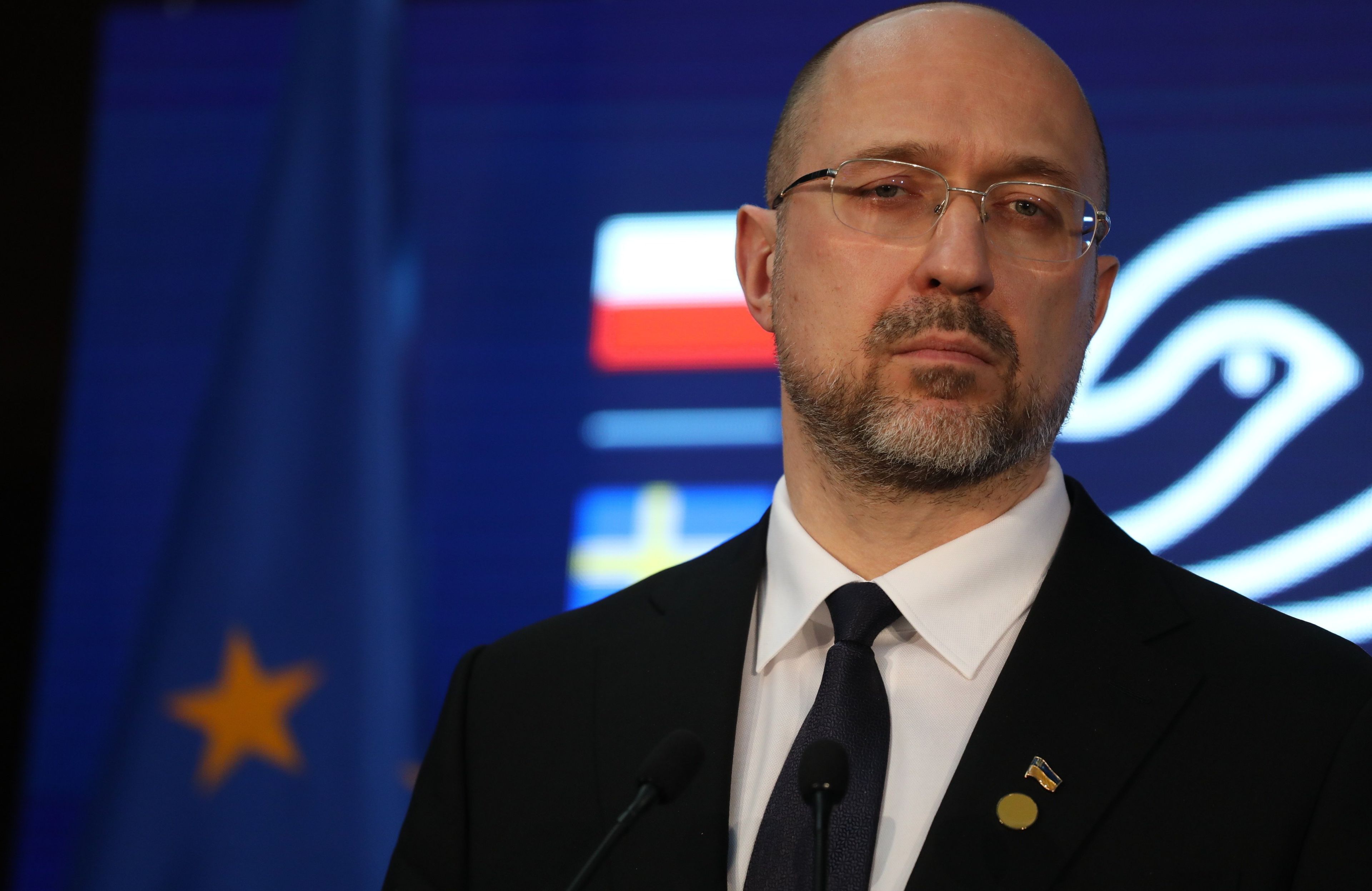 zbliżenie na twarz premiera Ukrainy