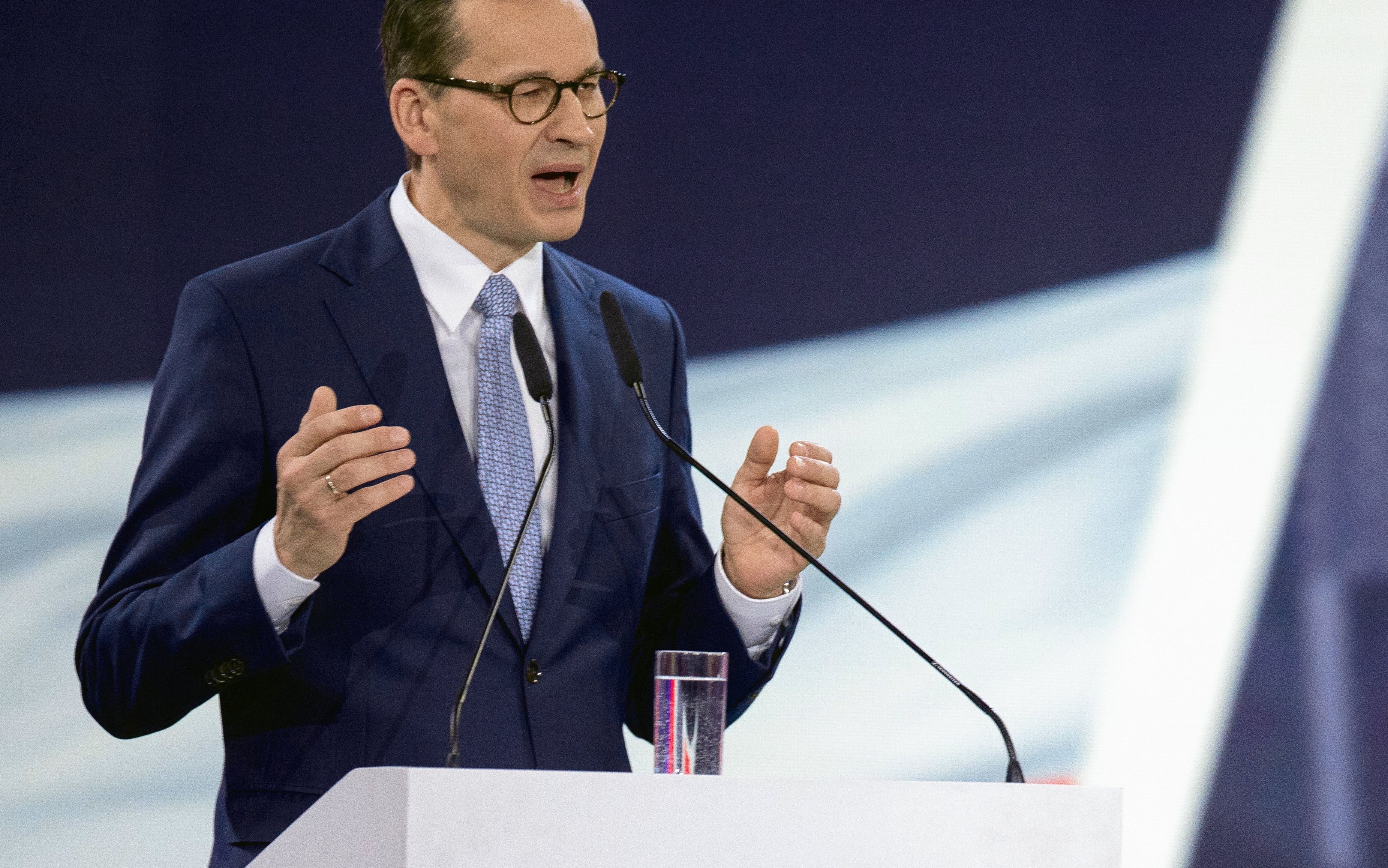 23.02.2019 Warszawa , Hala Expo XXI . Premier Mateusz Morawiecki podczas konwencji Prawa i Sprawiedliwosci " Nowa Arena Programowa " . 
Fot. Dawid Zuchowicz / Agencja Gazeta