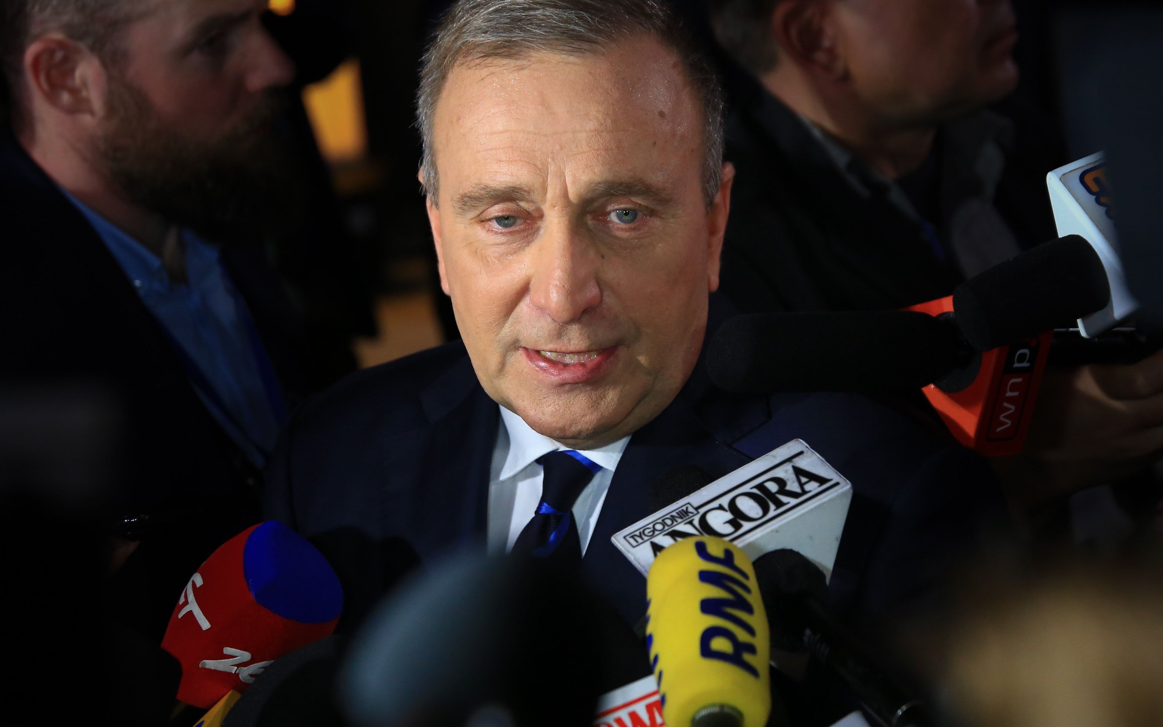 25.05.2019 Warszawa . ul. Foksal . Wybory do Parlamentu Europejskiego . Szef PO Grzegorz Schetyna  podczas wieczoru wyborczego w komitecie Koalicji Europejskiej .
Fot. Franciszek Mazur / Agencja Gazeta