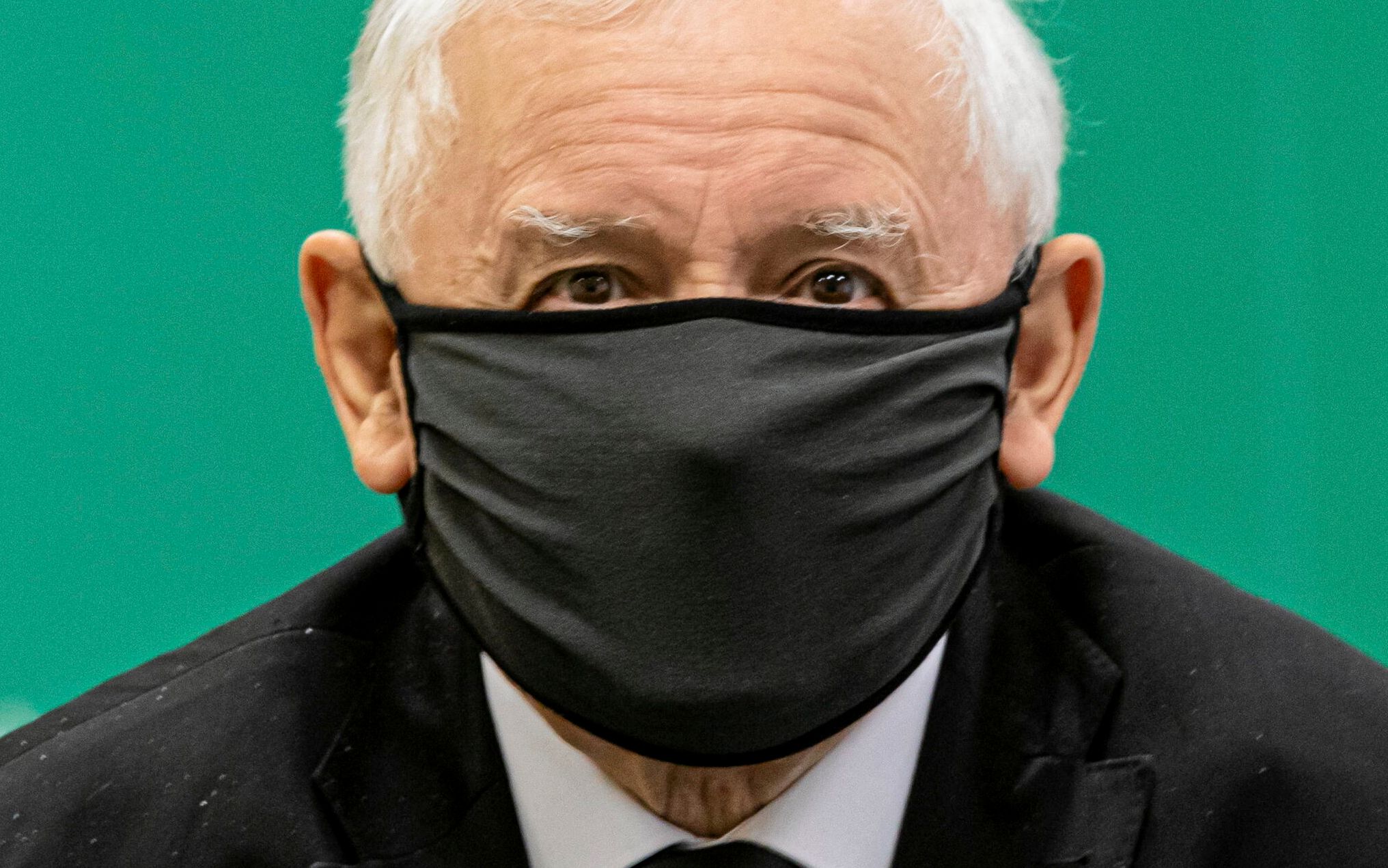 07.10.2021  Bialystok . Wiceprezes Rady Ministrow, przewodniczacy Komitetu Rady Ministrow do spraw Bezpieczenstwa Narodowego i spraw Obronnych Jaroslaw Kaczynski podczas konferencji prasowej dotyczacej sytuacji na granicy polsko-bialoruskiej .
Fot. Agnieszka Sadowska / Agencja Gazeta *** Local Caption *** .