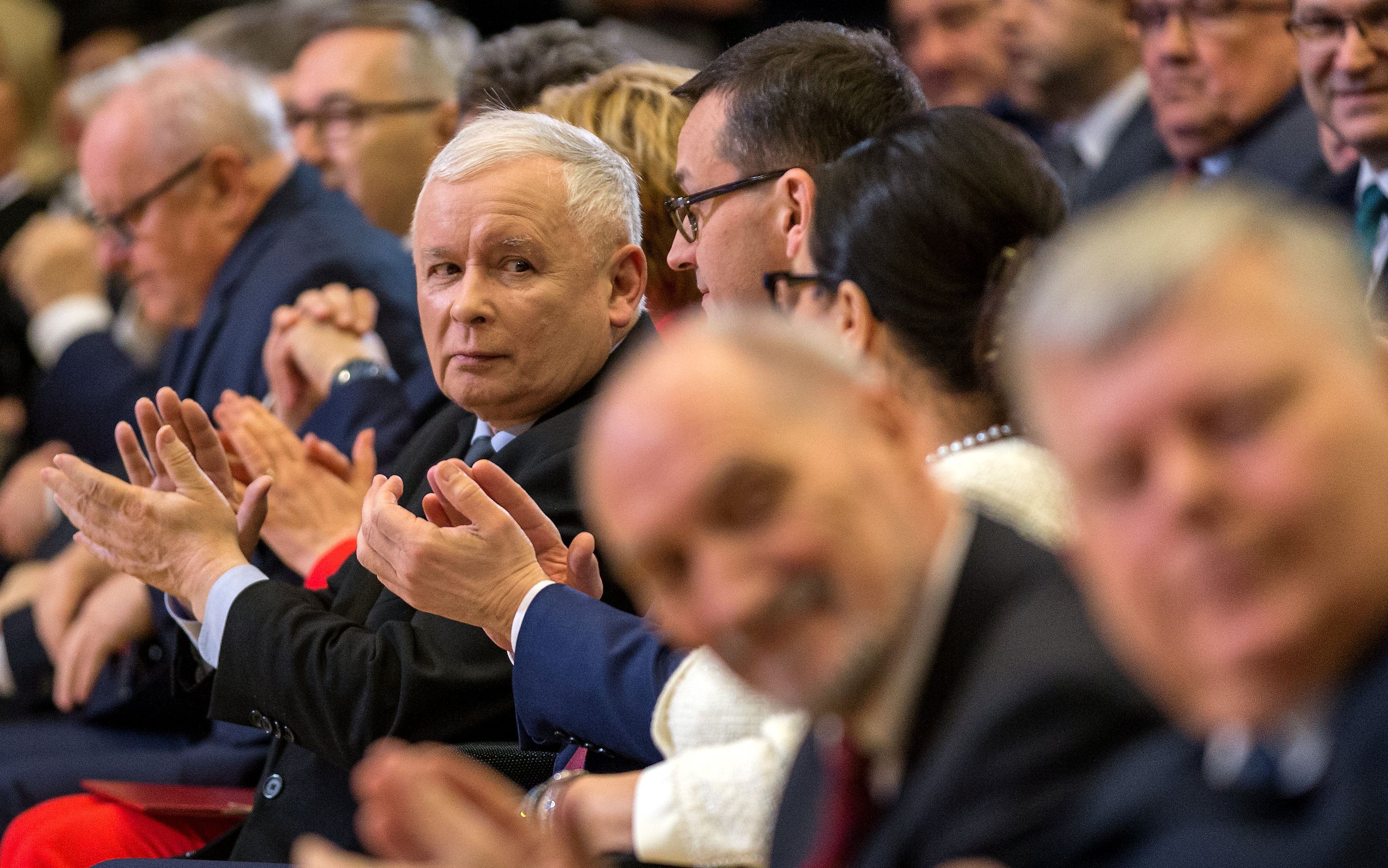 16.03.2019 Katowice , MCK . Jaroslaw Kaczynski podczas konwencji Prawa i Sprawiedliwosci przed wyborami do Europarlamentu .
 Fot. Grzegorz Celejewski / Agencja Gazeta