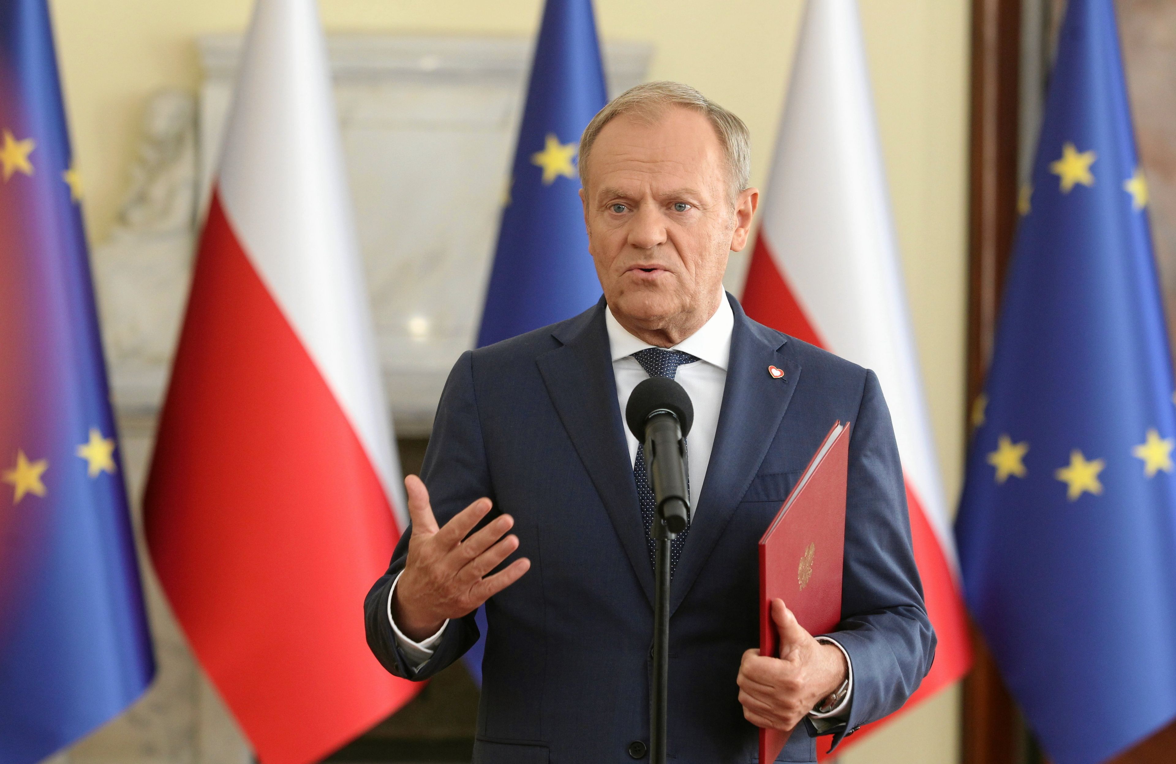 Premier Donald Tusk na konferencji prasowej po posiedzeniu rzadu