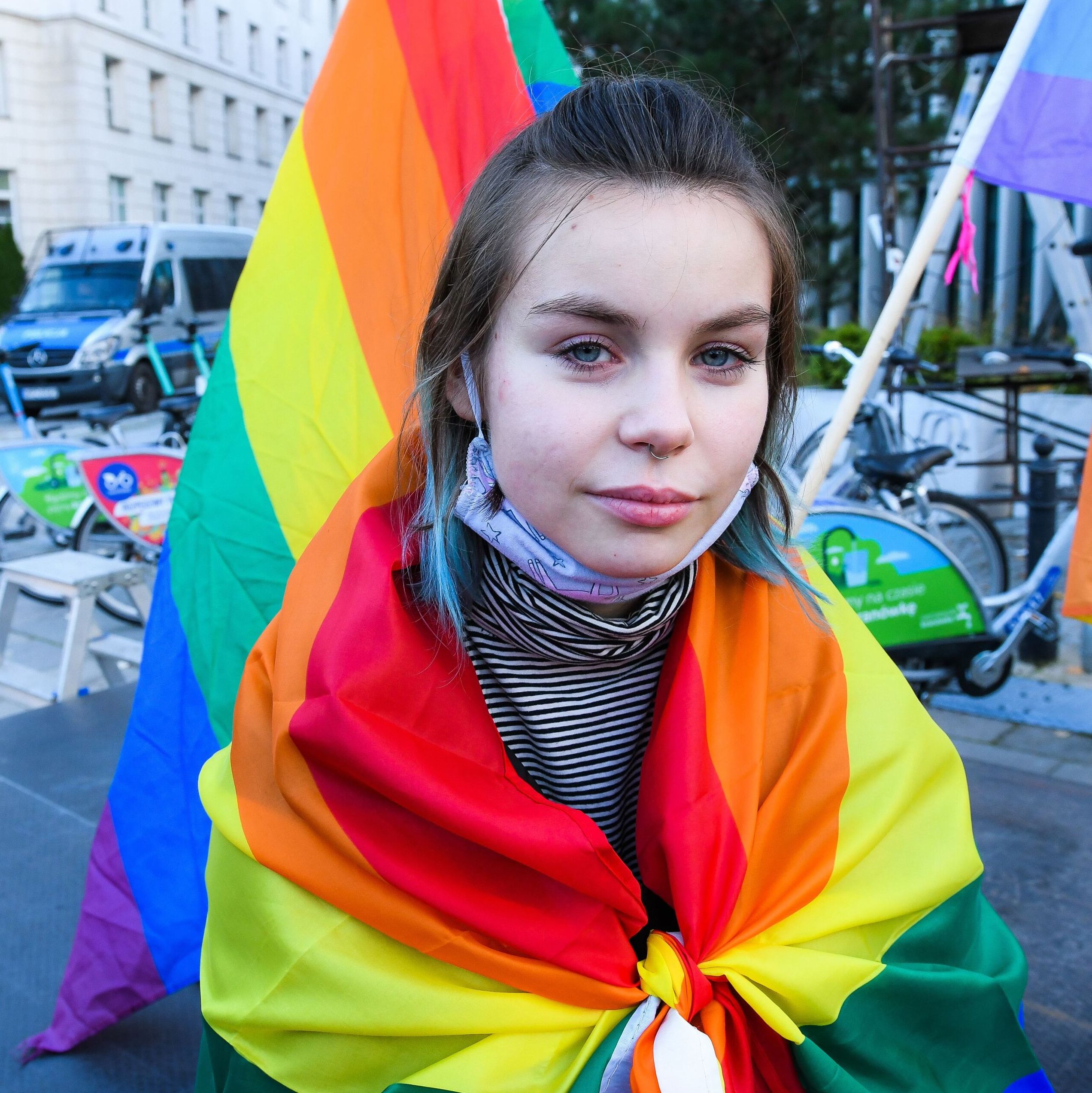 Warszawa, 28.10.2021. Protest przeciw ustawie StopLGBT Kai Godek