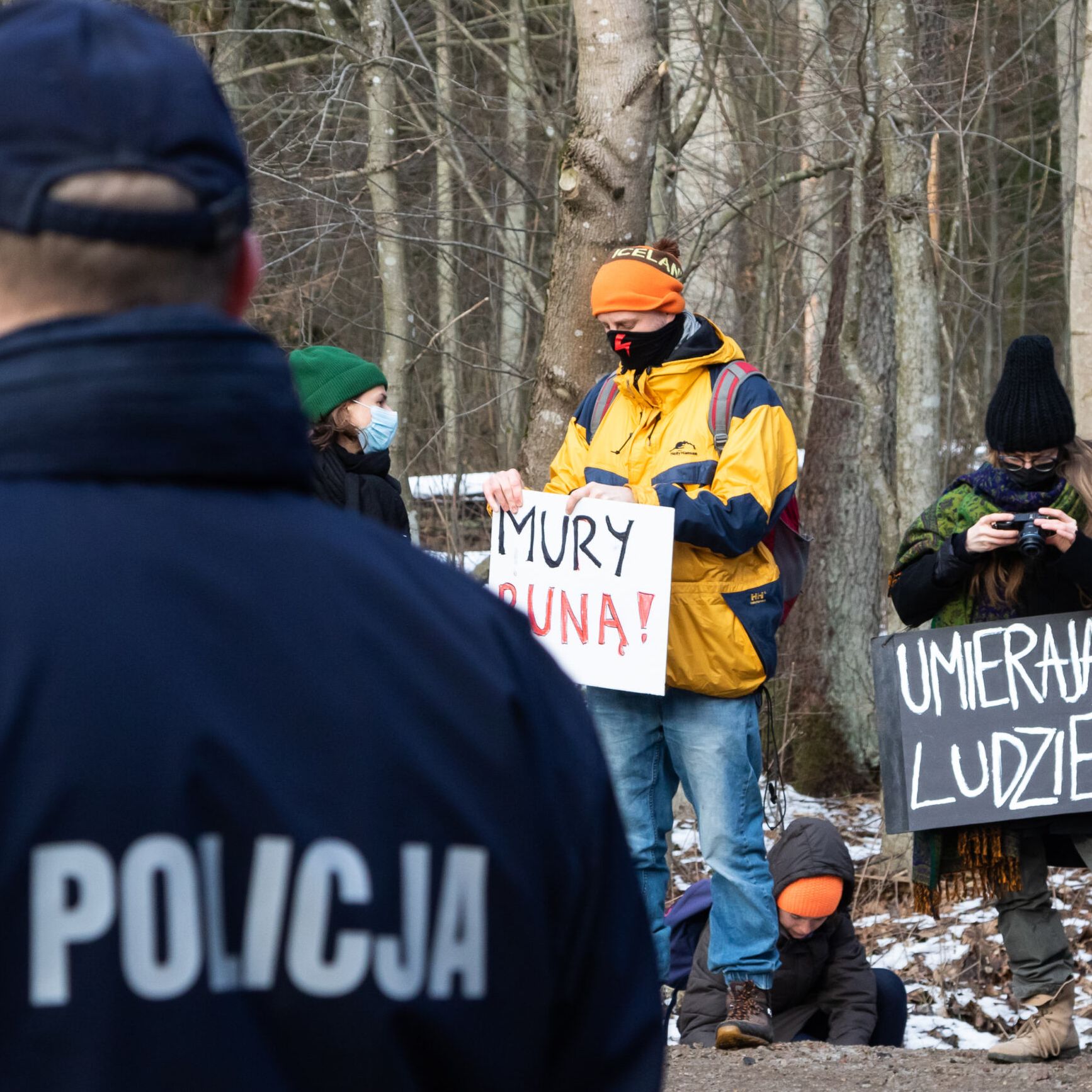 Białowieża 29.01.2022. Protest przeciw budowie muru na granicy