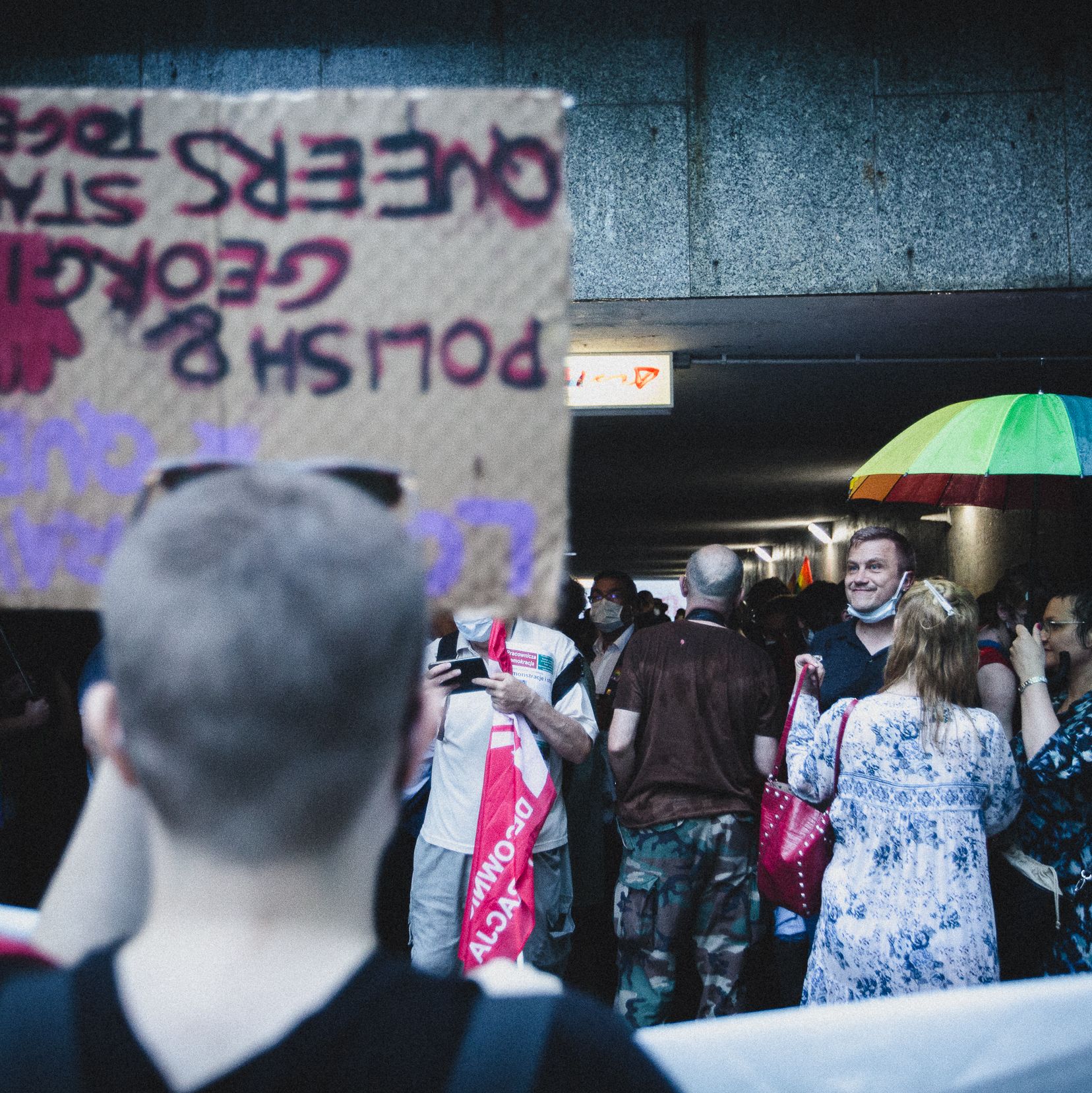 Warszawa, 08.07.2021. Solidarność z osobami LGBT w Gruzji - demonstracja