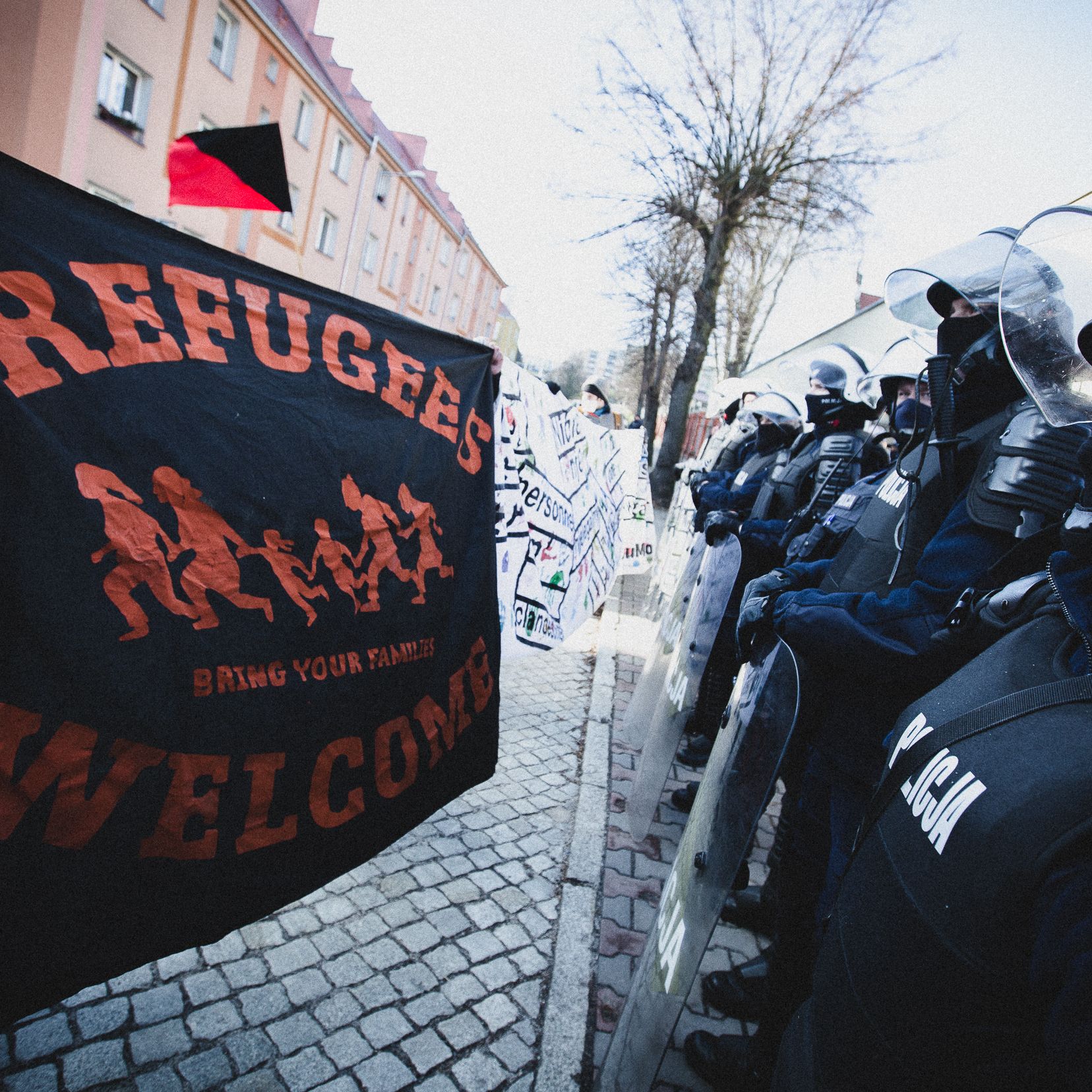 Krosno Odrzańskie, 12.02.2022. Protest pod SG w Krośnie Odrzańskim