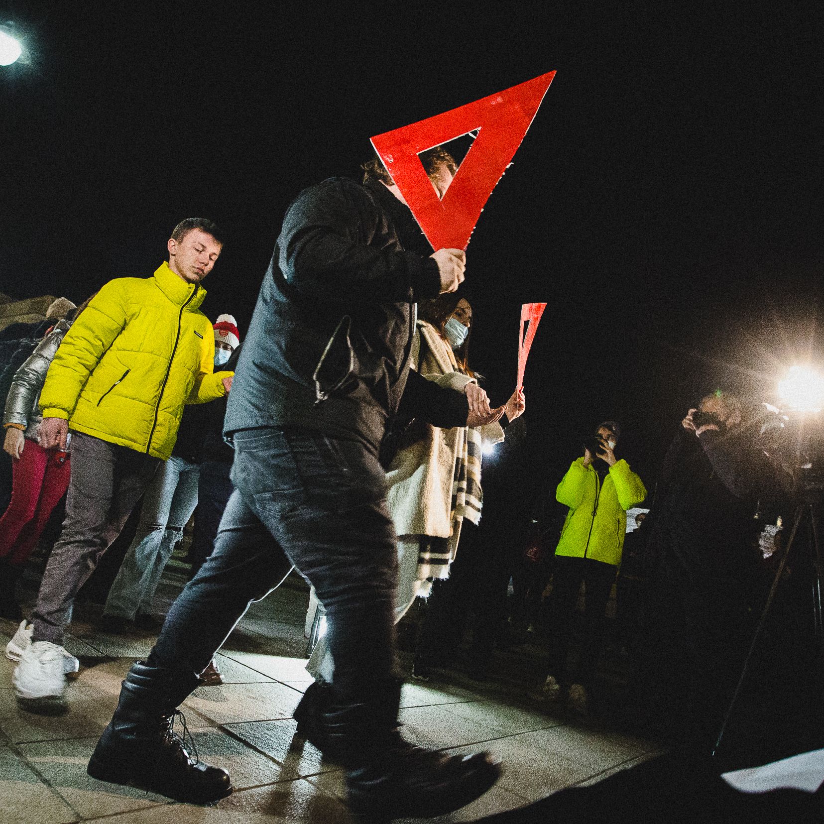 Warszawa, 13.02.2022. Wolna Szkoła: „Chcemy weta”. Polonez protestu pod Pałacem Prezydenckim
