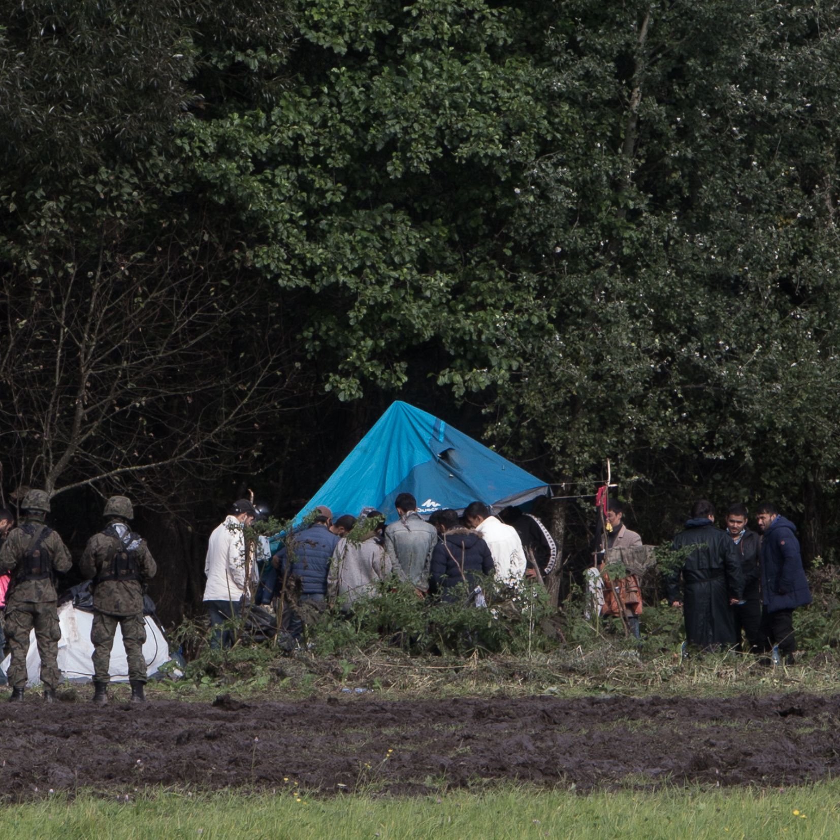 Usnarz Górny, 01.09.2021. Polskie służby nie dopuszczają pomocy do Afgańczyków przetrzymywanych na granicy