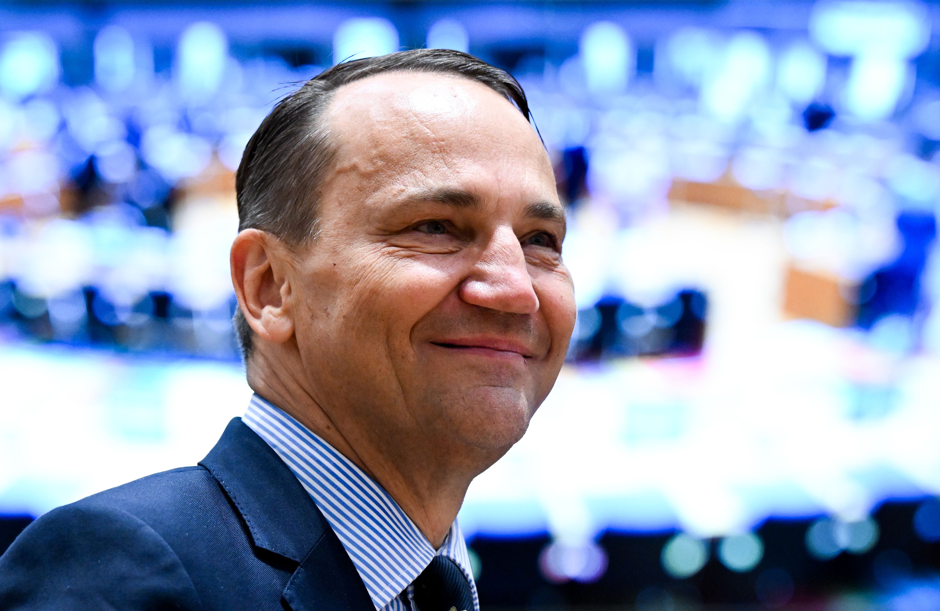 Radosław Sikorski, minister spraw zagranicznych podczas posiedzenia Rady UE ds. Zagranicznych w Brukseli w czerwcu 2025.