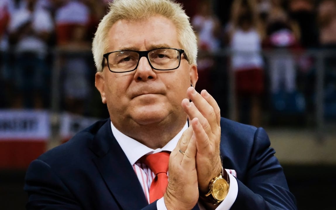 24.08.2018 Krakow . Tauron Arena . Memorial Wagnera . Ryszard Czarnecki podczas meczu siatkowki Polska - Kanada . 
Fot. Jakub Porzycki / Agencja Gazeta