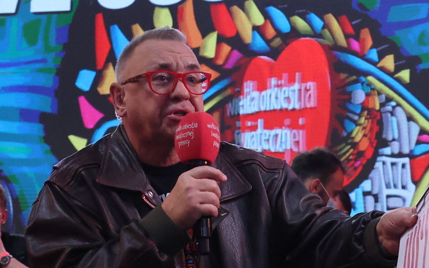 30.01.2022 Warszawa , plac Defilad . Sztab Wielkiej Orkiestry Swiatecznej Pomocy . Jerzy Owsiak podczas 30 . Finalu Wielkiej Orkiestry Swiatecznej Pomocy . 
Fot. Kuba Atys / Agencja Wyborcza.pl