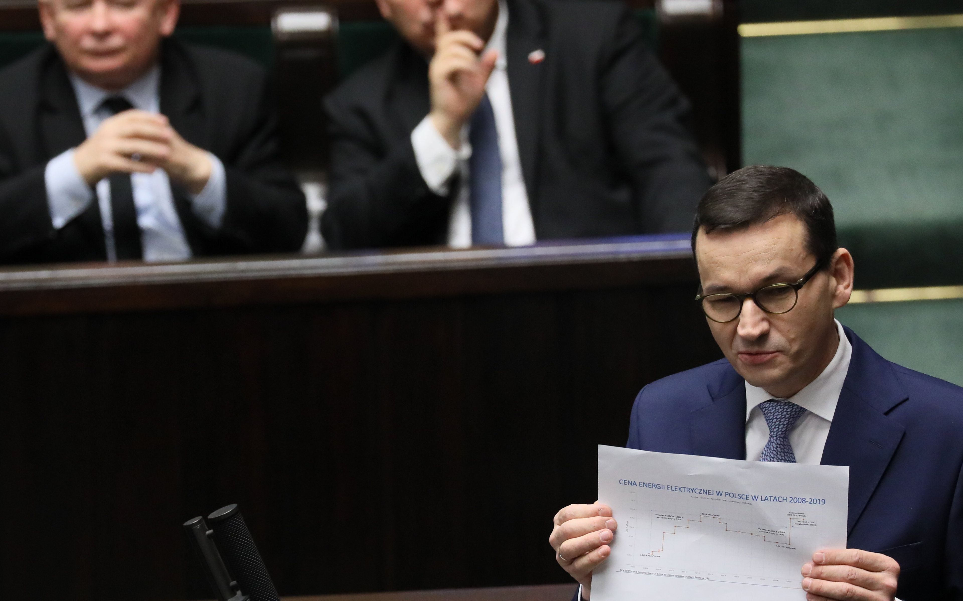 28.12.2018 Warszawa , ul Wiejska , Sejm . Premier Mateusz Morawiecki podczas pierwszego czytania projektu ustawy przeciwdzialajacej wzrostowi cen pradu .
Fot. Slawomir Kaminski / Agencja Gazeta