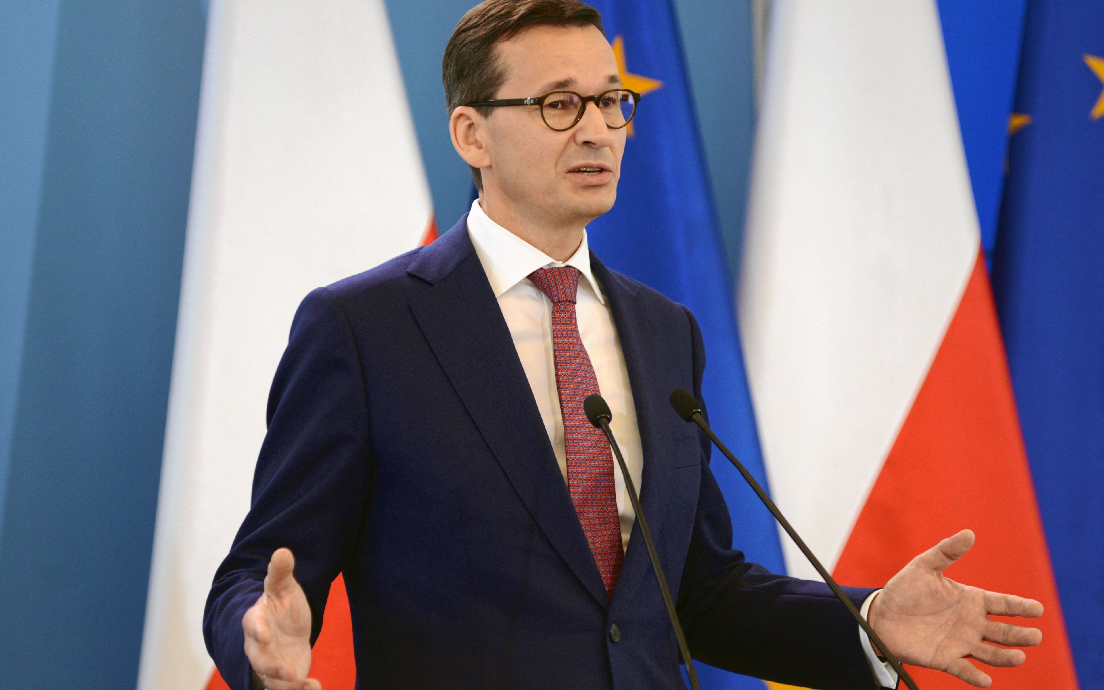 21.05.2019 Warszawa , KPRM . Premier Mateusz Morawiecki podczas konferencji prasowej .
Fot. Maciek Jazwiecki / Agencja Gazeta