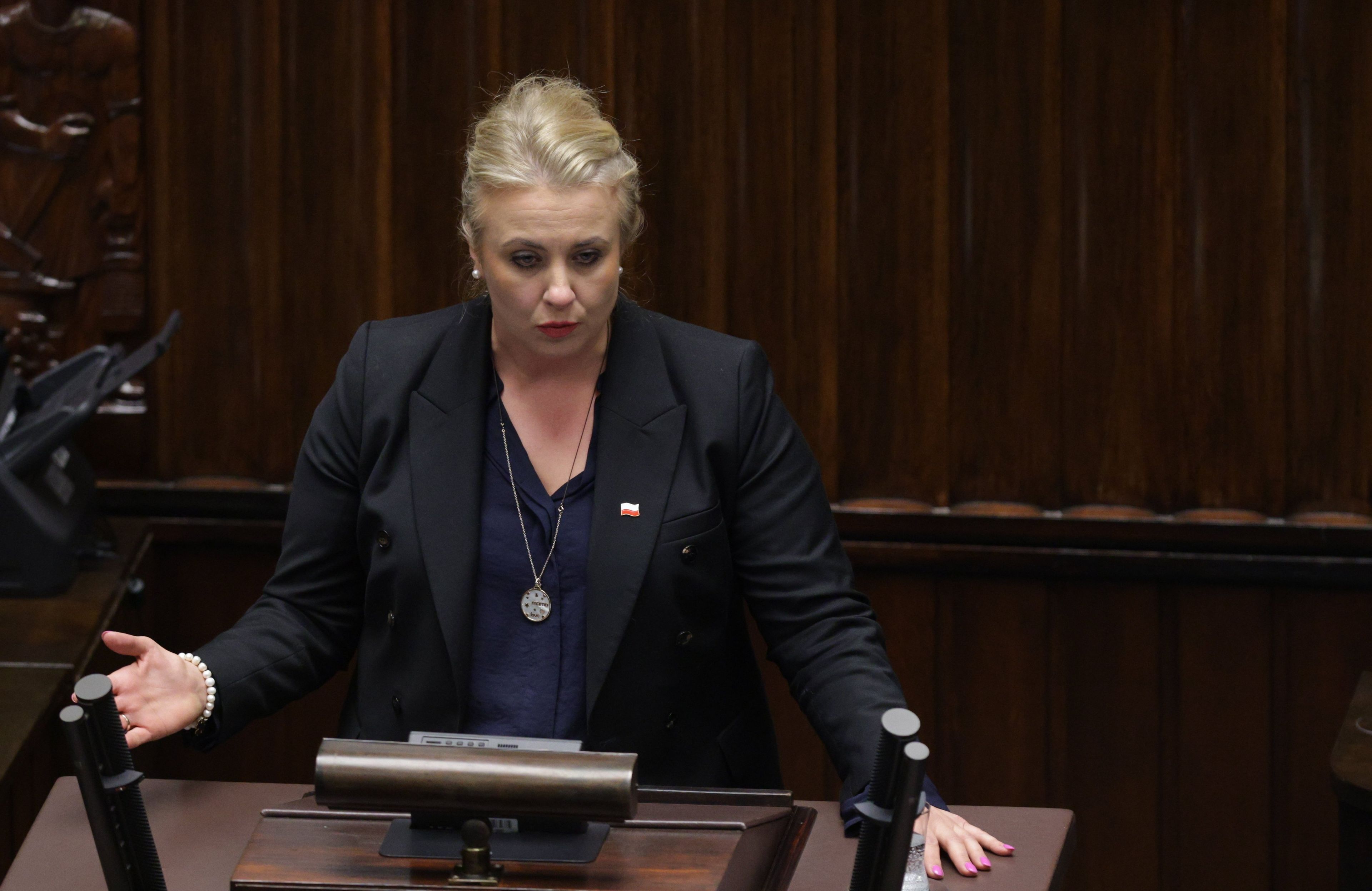 Katarzyna Sójka z PiS na sejmowej mównicy