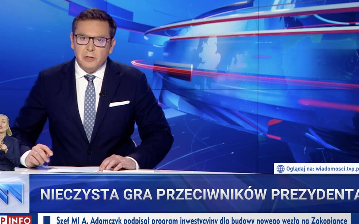 Grafika do artykułu "Wiadomości" TVP: Trzaskowski załamany wyższym VATem na ośmiorniczki