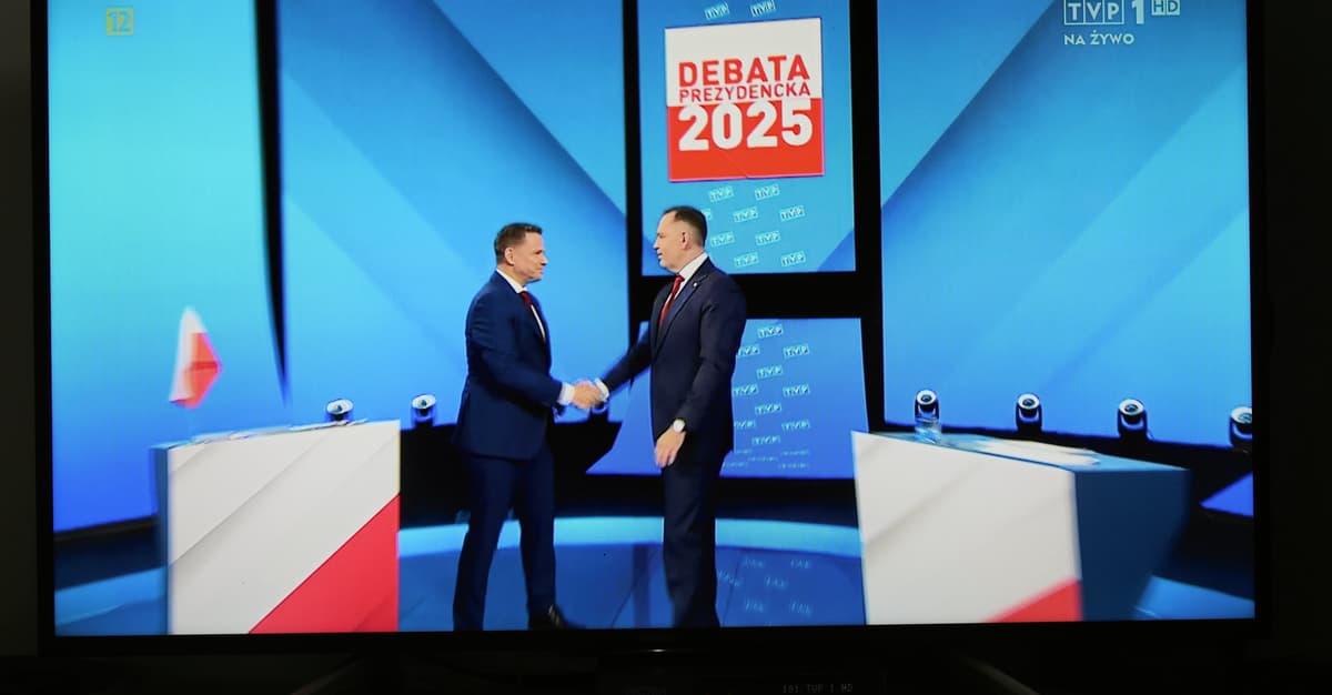 Debata prezydencka: transmisja w OKO.press. Trzaskowski mierzy się z Nawrockim