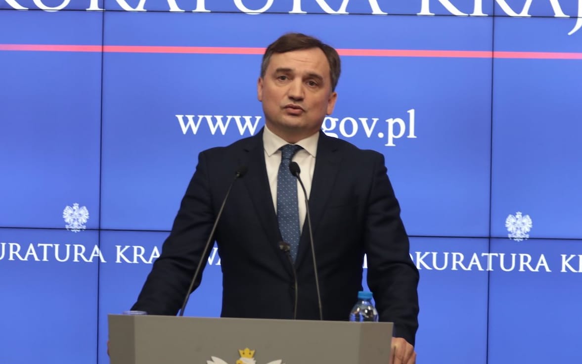 09.06.2021 Warszawa , ul. Postepu 3 , Prokuratura Krajowa . Minister sprawiedliwisci Zbigniew Ziobro podczas konferencji prasowej na temat „ Decyzji ID SN blokujaca pociagniecie do odpowiedzialnosci karnej sedzi SO w Krakowie ”.
Fot. Slawomir Kaminski / Agencja Wyborcza.pl