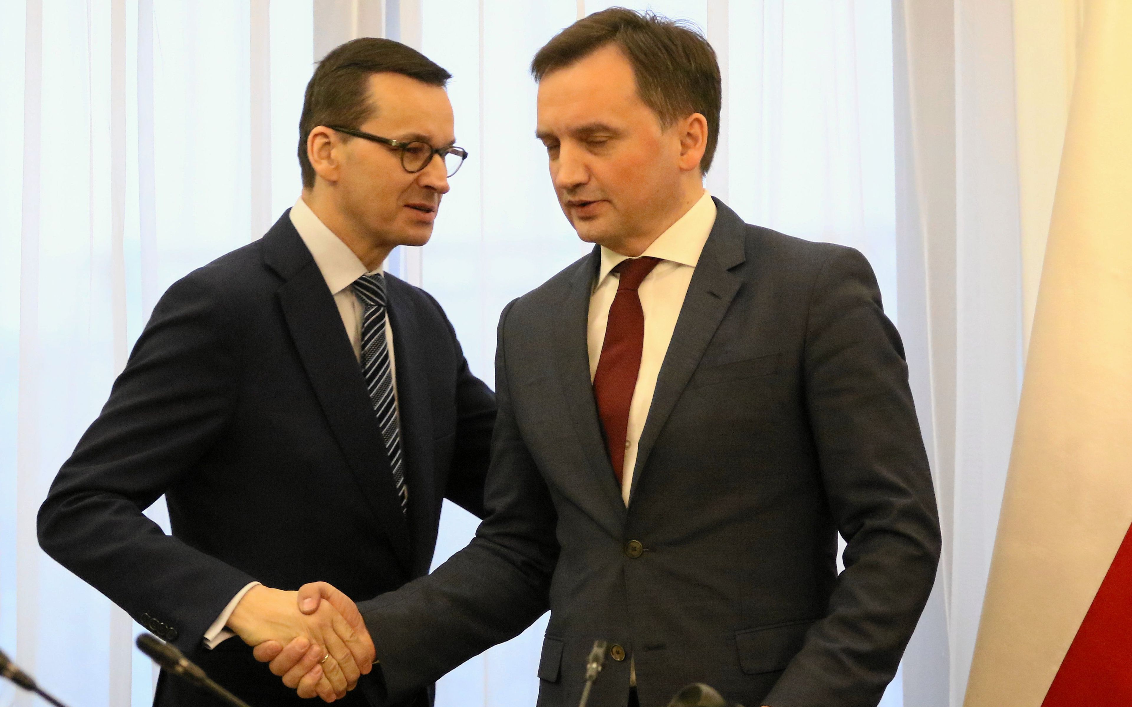 25.01.2019 Warszawa , Sejm . Od lewej : premier Mateusz Morawiecki i minister sprawiedliwosci Zbigniew Ziobro podczas spotkania premiera z szefami kol i klubow parlametarnych po zabojstwie prezydenta Gdanska Pawla Adamowicza .
Fot. Slawomir Kaminski / Agencja Gazeta