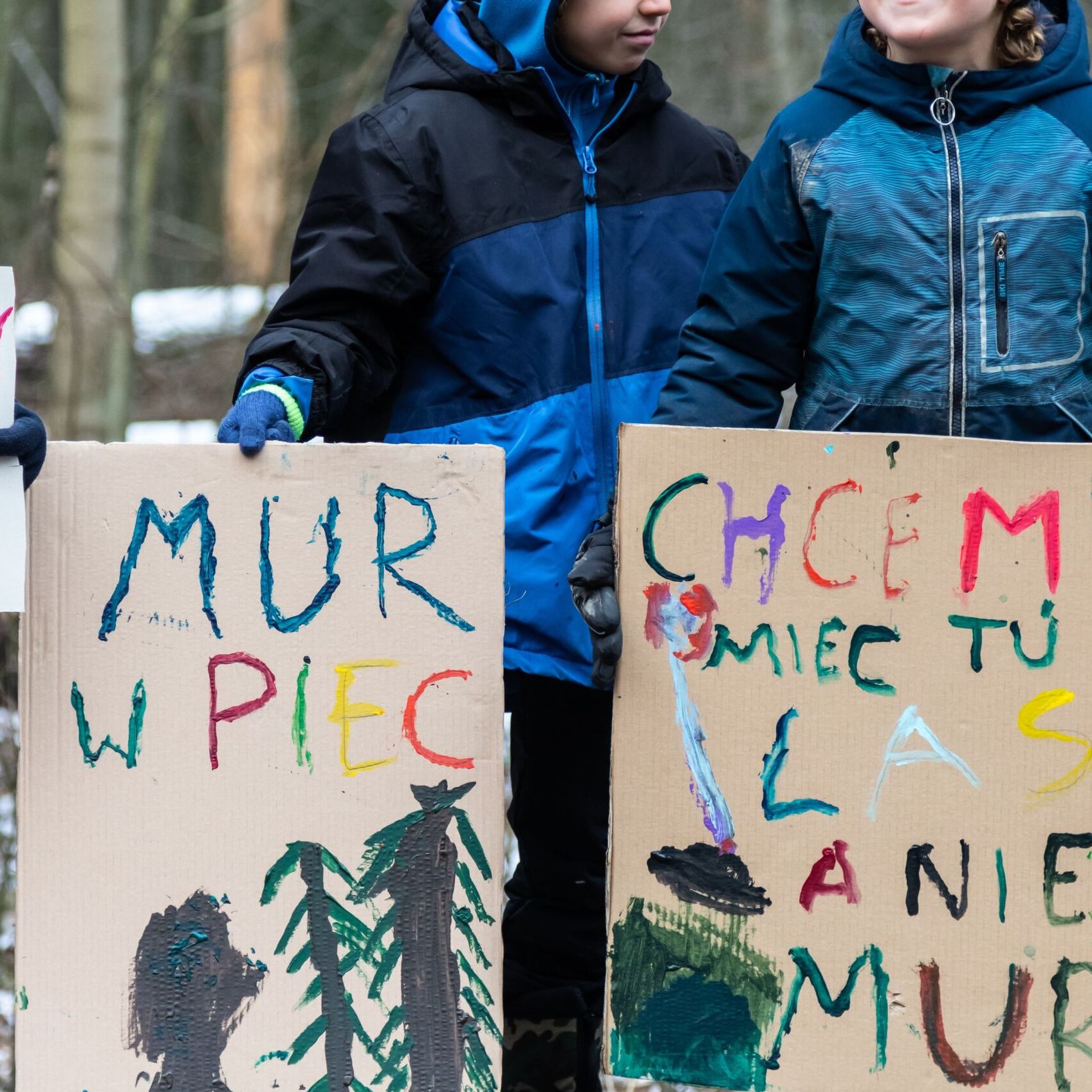 Białowieża 29.01.2022. Protest przeciw budowie muru na granicy