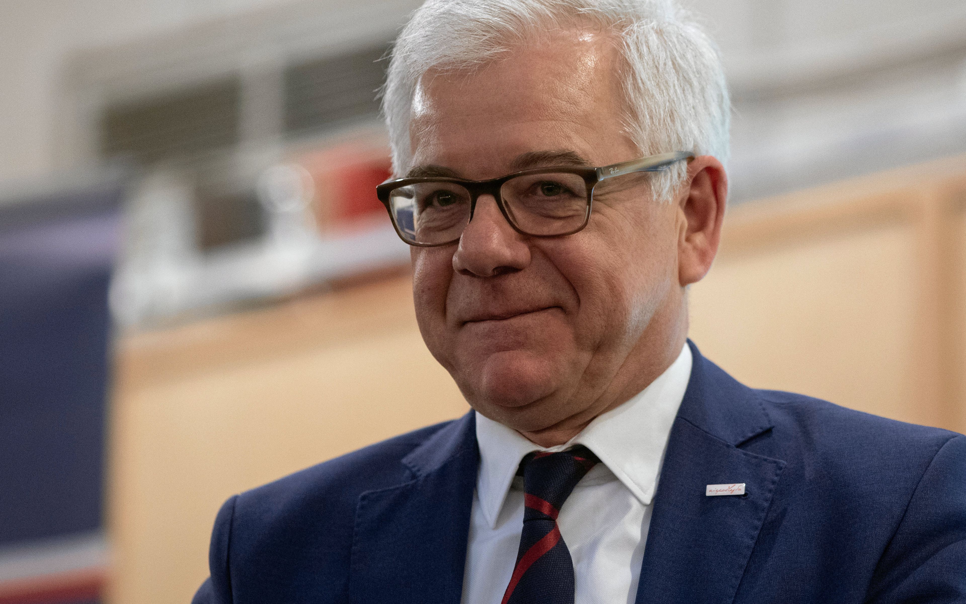29.10.2018 Warszawa . Biblioteka Uniwersytetu Warszawskiego . Minister spraw zagranicznych Jacek Czaputowicz podczas debaty na temat przyszlosci Unii Europejskiej . 
Fot. Dawid Zuchowicz / Agencja Gazeta