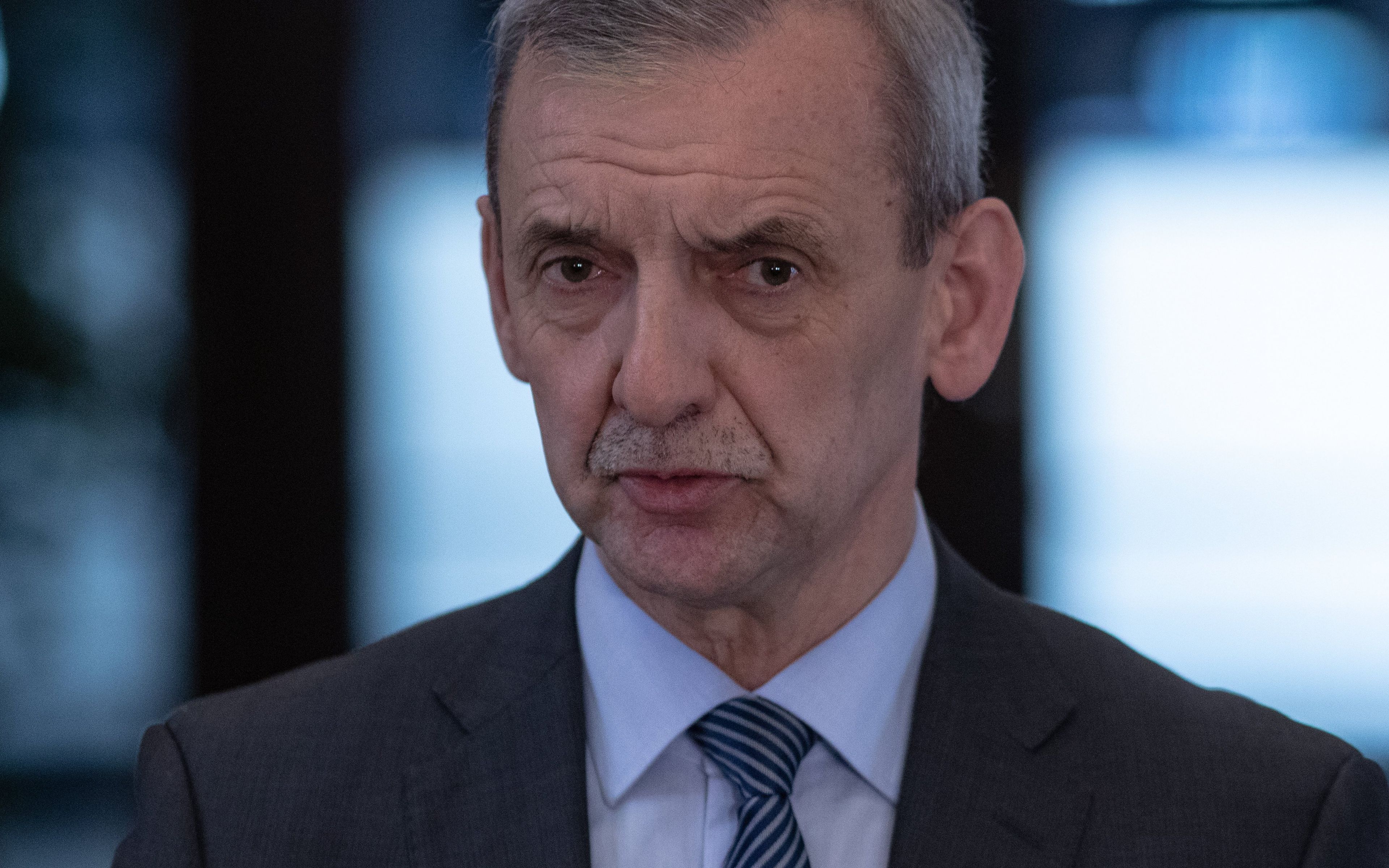08.02.2019 Warszawa , ulica Smulikowskiego 6 / 8 . Prezes Zwiazku Nauczycielstwa Polskiego Slawomir Broniarz podczas konferencji prasowej w sprawie zakonczenia pierwszego etapu sporu zbiorowego .
Fot. Dawid Zuchowicz / Agencja Gazeta
