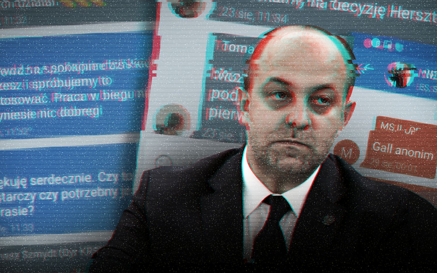 Grafika do artykułu Piebiak poleca "utłuc kaściaka". Rzecznik Radzik zamawia donos na Żurka [ŚLEDZTWO OKO.press i ONETU]