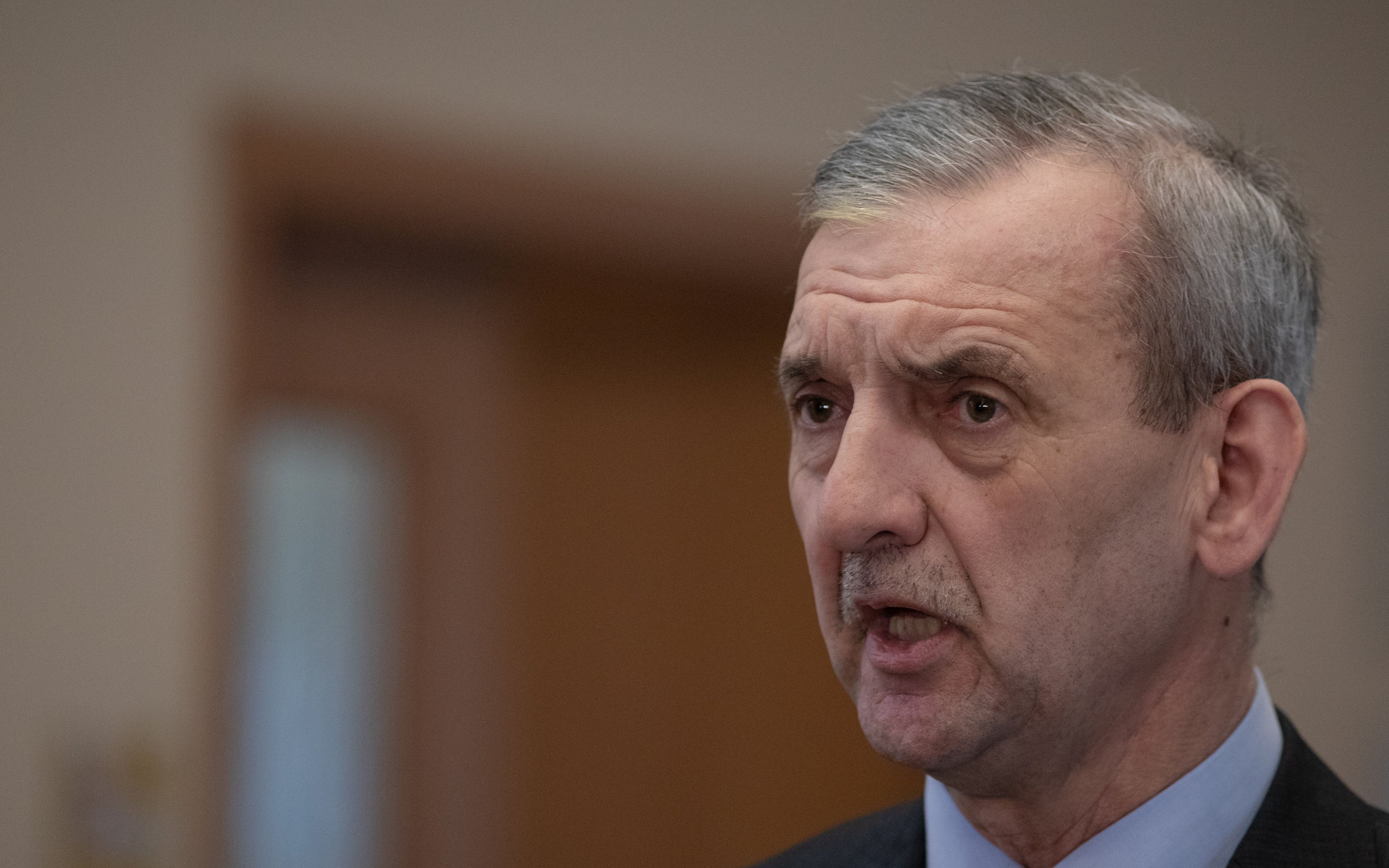 08.02.2019 Warszawa , ulica Smulikowskiego 6 / 8 . Prezes Zwiazku Nauczycielstwa Polskiego Slawomir Broniarz podczas konferencji prasowej w sprawie zakonczenia pierwszego etapu sporu zbiorowego .
Fot. Dawid Zuchowicz / Agencja Gazeta