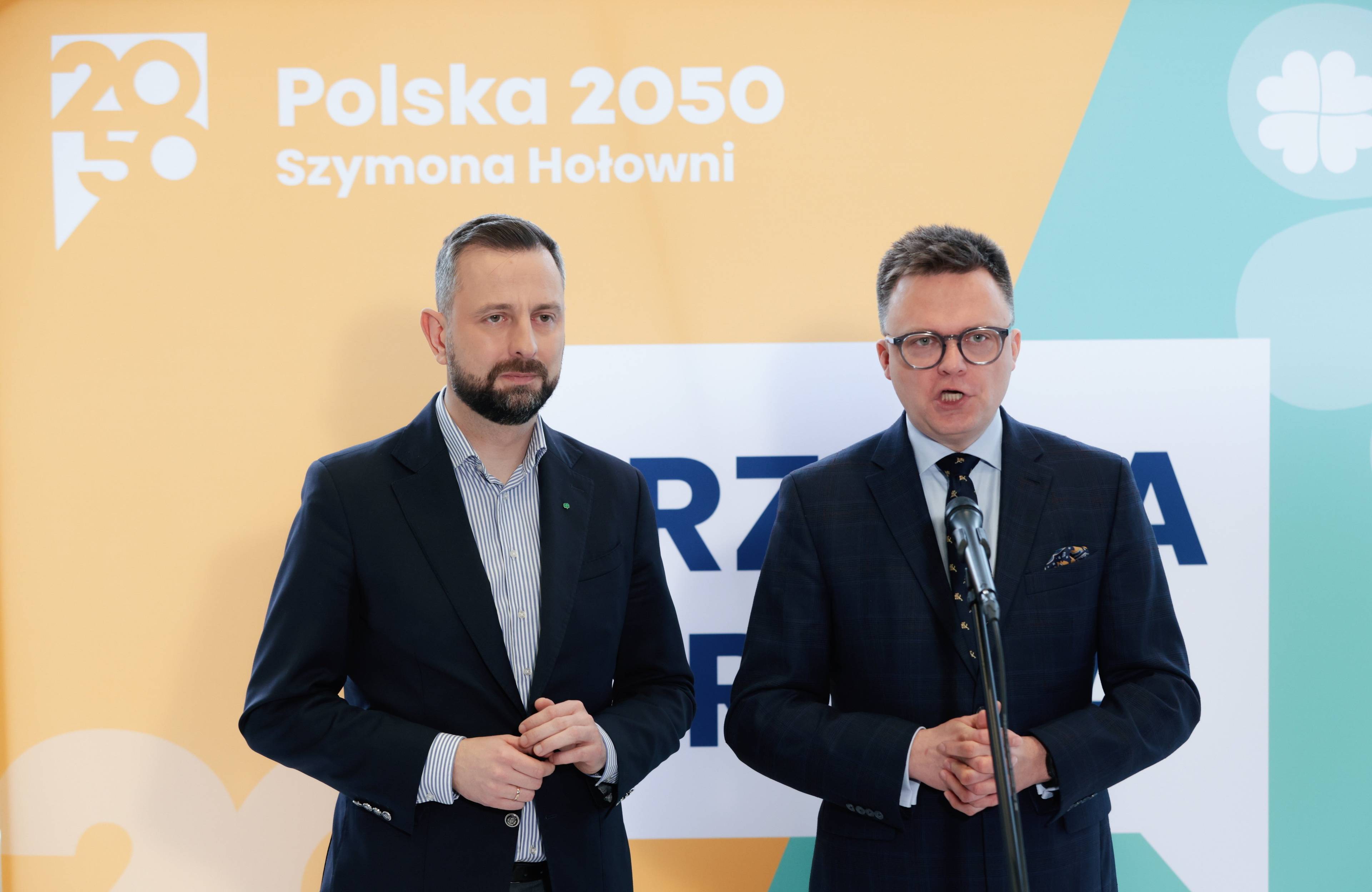 Władysław Kosiniak-Kamysz i Szymon Hołownia podczas konferencji prasowej