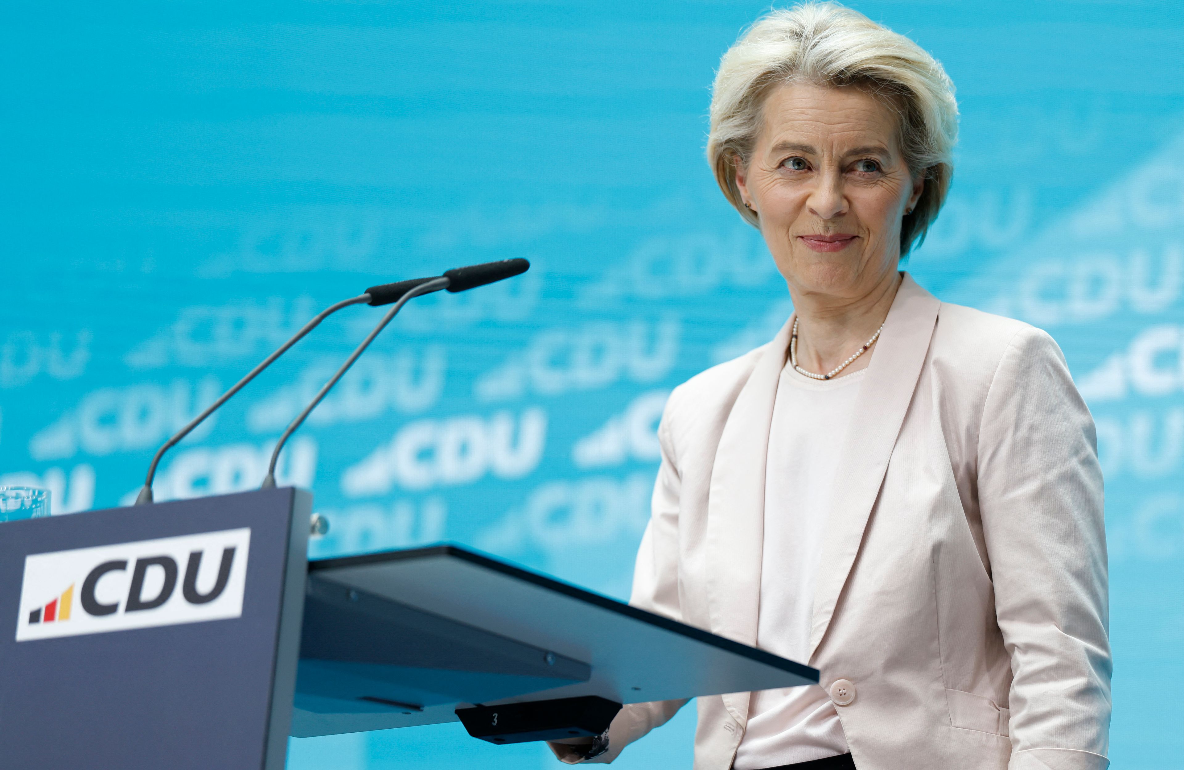 Ursula von der Leyen podczas konferencji prasowej