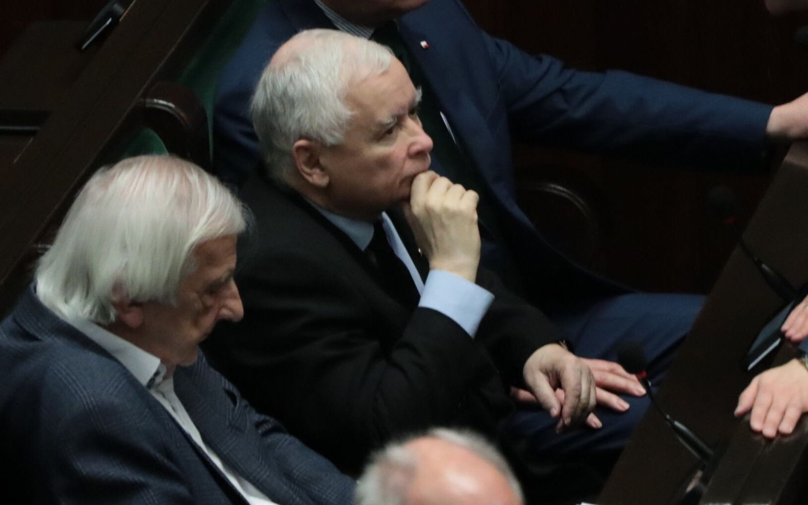 11.05.2022 Warszawa , ulica Wiejska . Sejm . Od lewej: Ryszard Terlecki , Jaroslaw Kaczynski , Mariusz Blaszczak , Antoni Macierewicz , Lukasz Schreiber podczas 54 . posiedzenia Sejmu IX kadencji .
Fot. Slawomir Kaminski / Agencja Wyborcza.pl