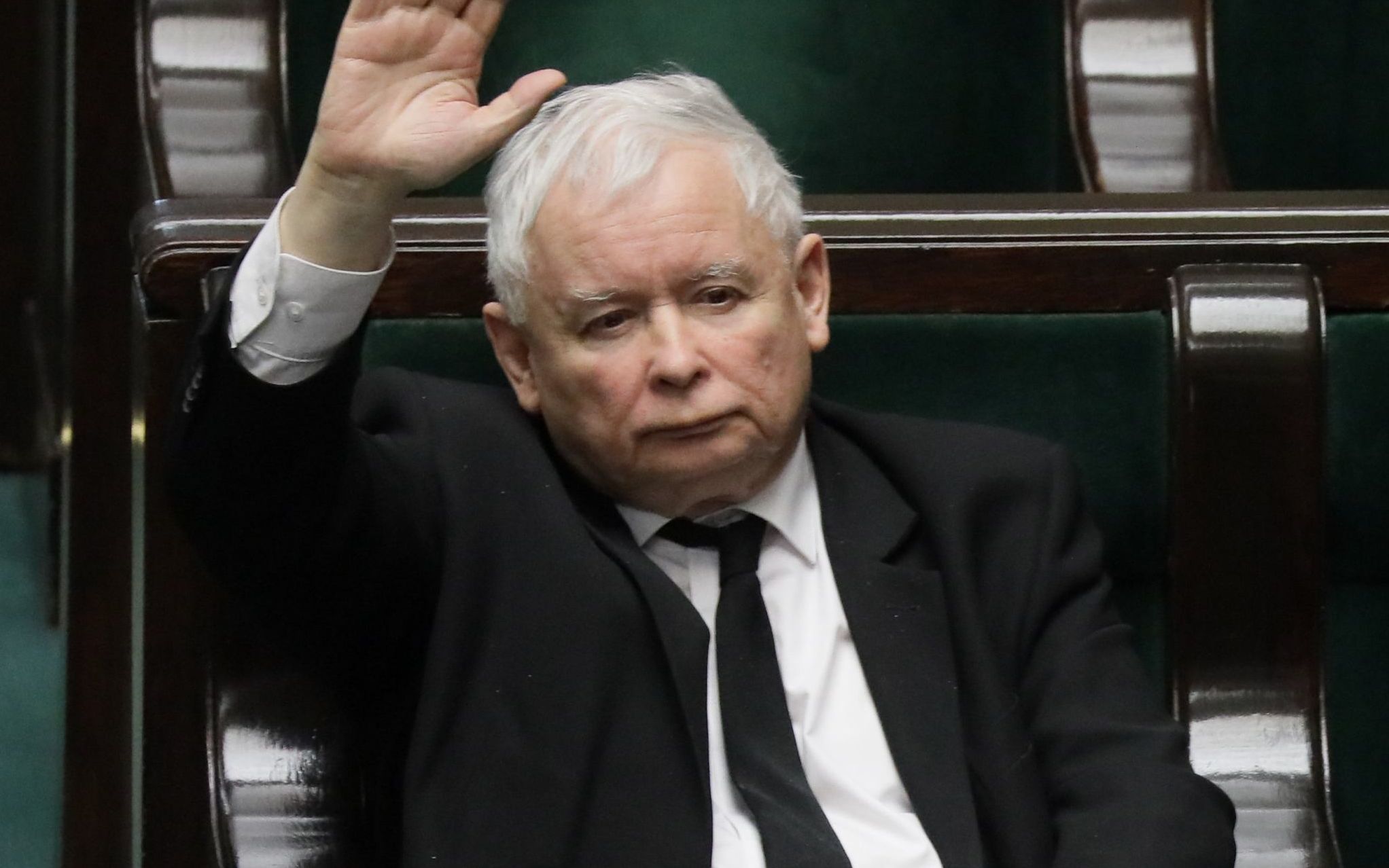 31.03.2020 Warszawa . Sejm . 9 posiedzenie Sejmu IX kadencji w czasie epidemii koronawirusa . Jaroslaw Kaczynski podczas bloku glosowan nad ustawa dotyczaca epidemii koronawirusa .
Fot. Slawomir Kaminski / Agencja  Gazeta