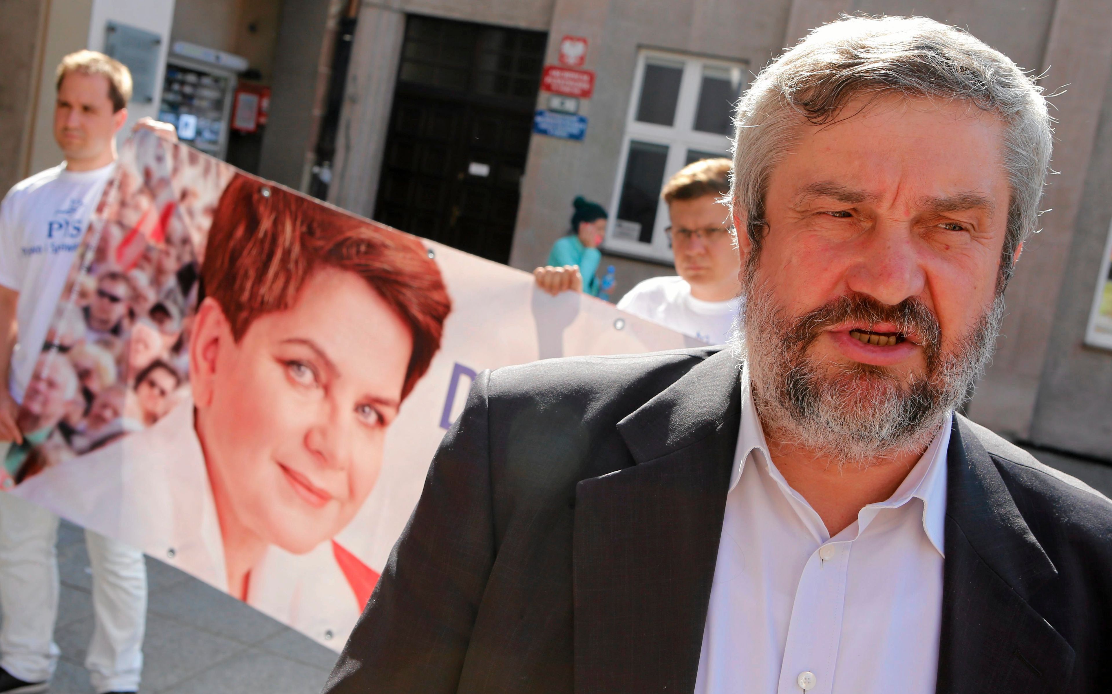 31.08.2015 Torun . Plac Rapackiego . Posel Jan Krzysztof Ardanowski podczas konferencji  prasowej .  
Fot. Mikolaj Kuras / Agencja Gazeta