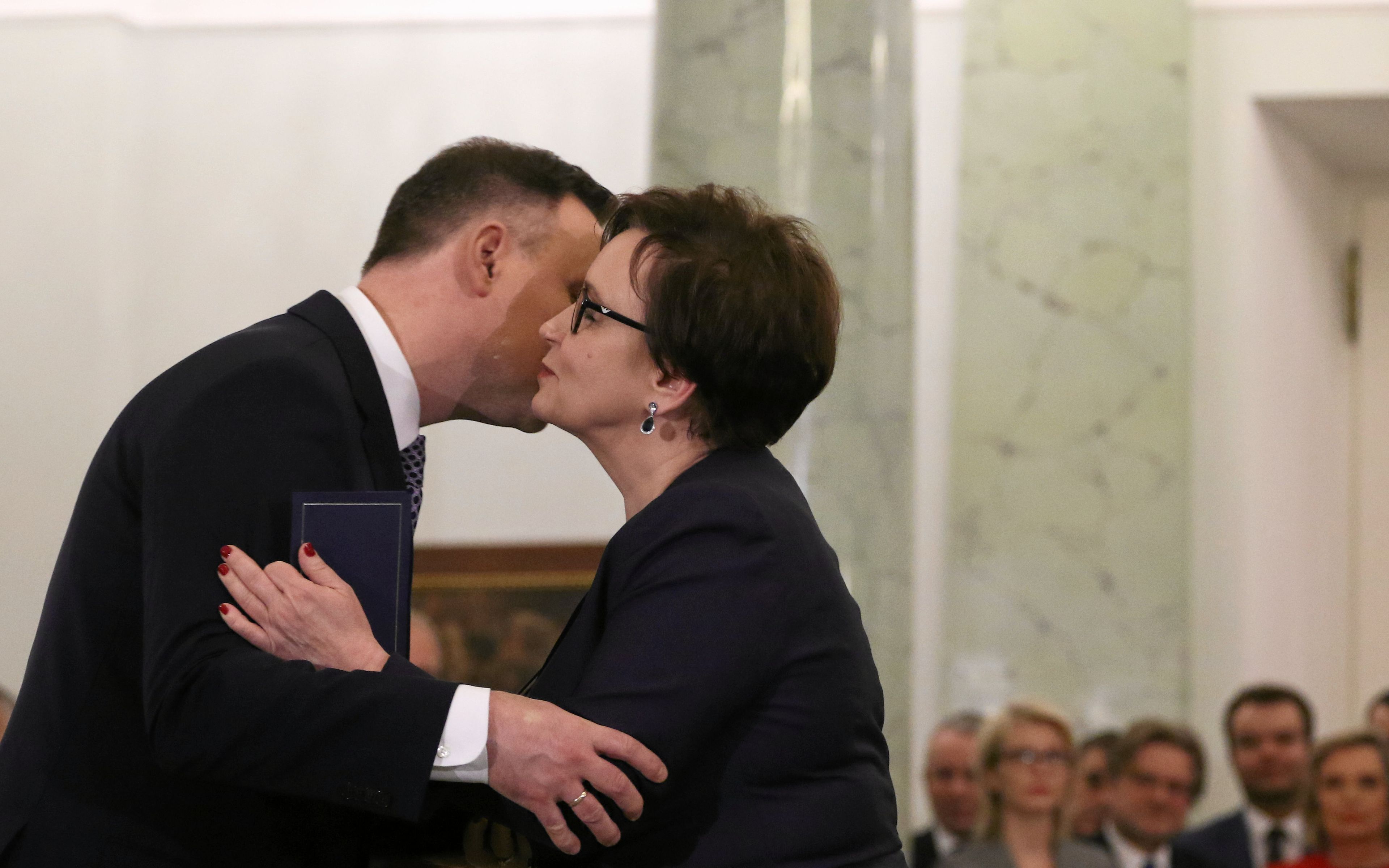 11.12.2017 Warszawa , Palac Prezydencki . Uroczyste zaprzysiezenie nowego rzadu pod kierownictwem premiera Mateusza Morawieckiego . Prezydent Andrzej Duda i minister edukacji Anna Zalewska .
Fot. Slawomir Kaminski / Agencja Gazeta