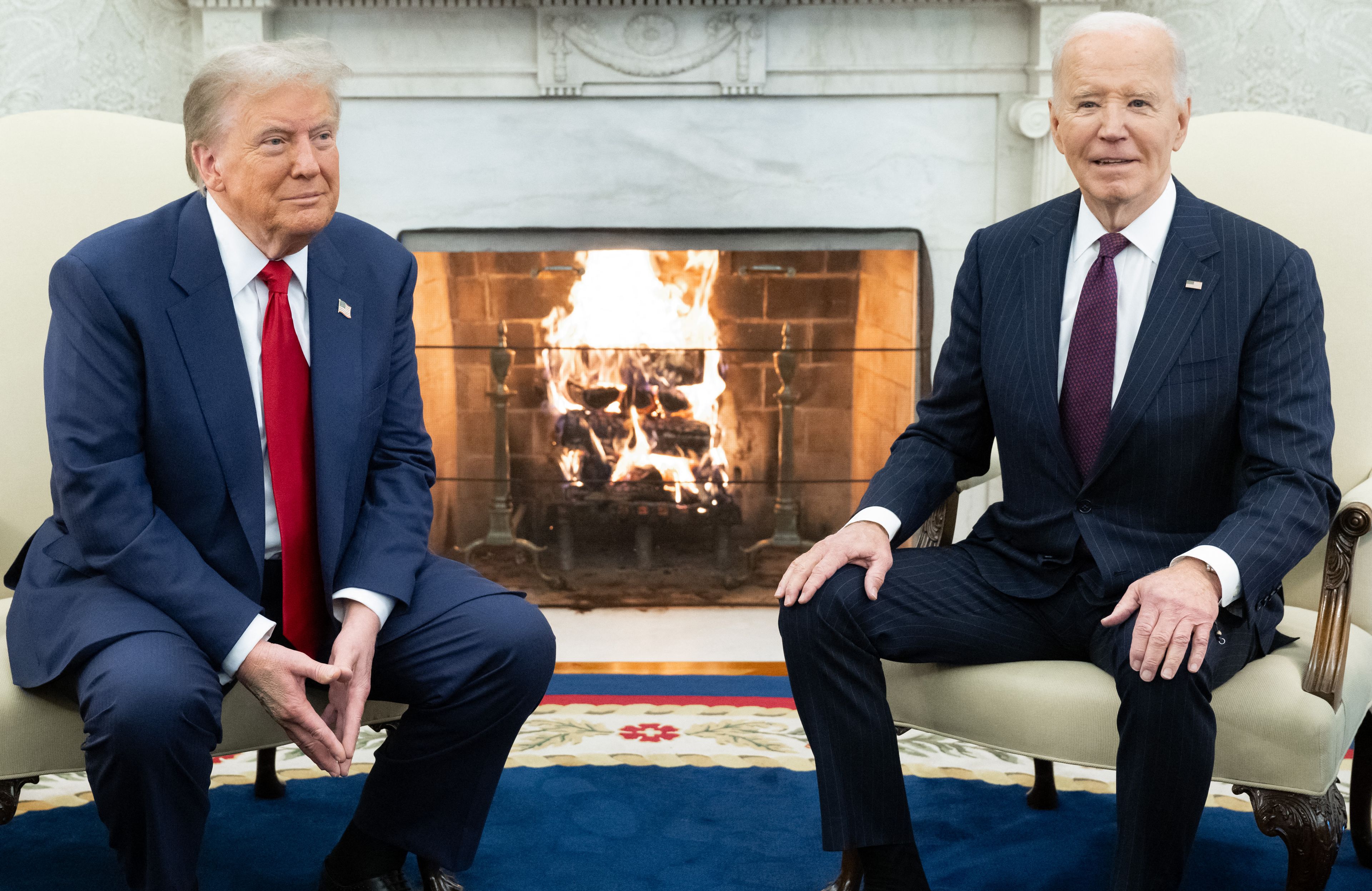 13.11.2024, Waszyngton. Prezydent USA Joe Biden spotyka się z prezydentem-elektem USA Donaldem Trumpem w Gabinecie Owalnym Białego Domu