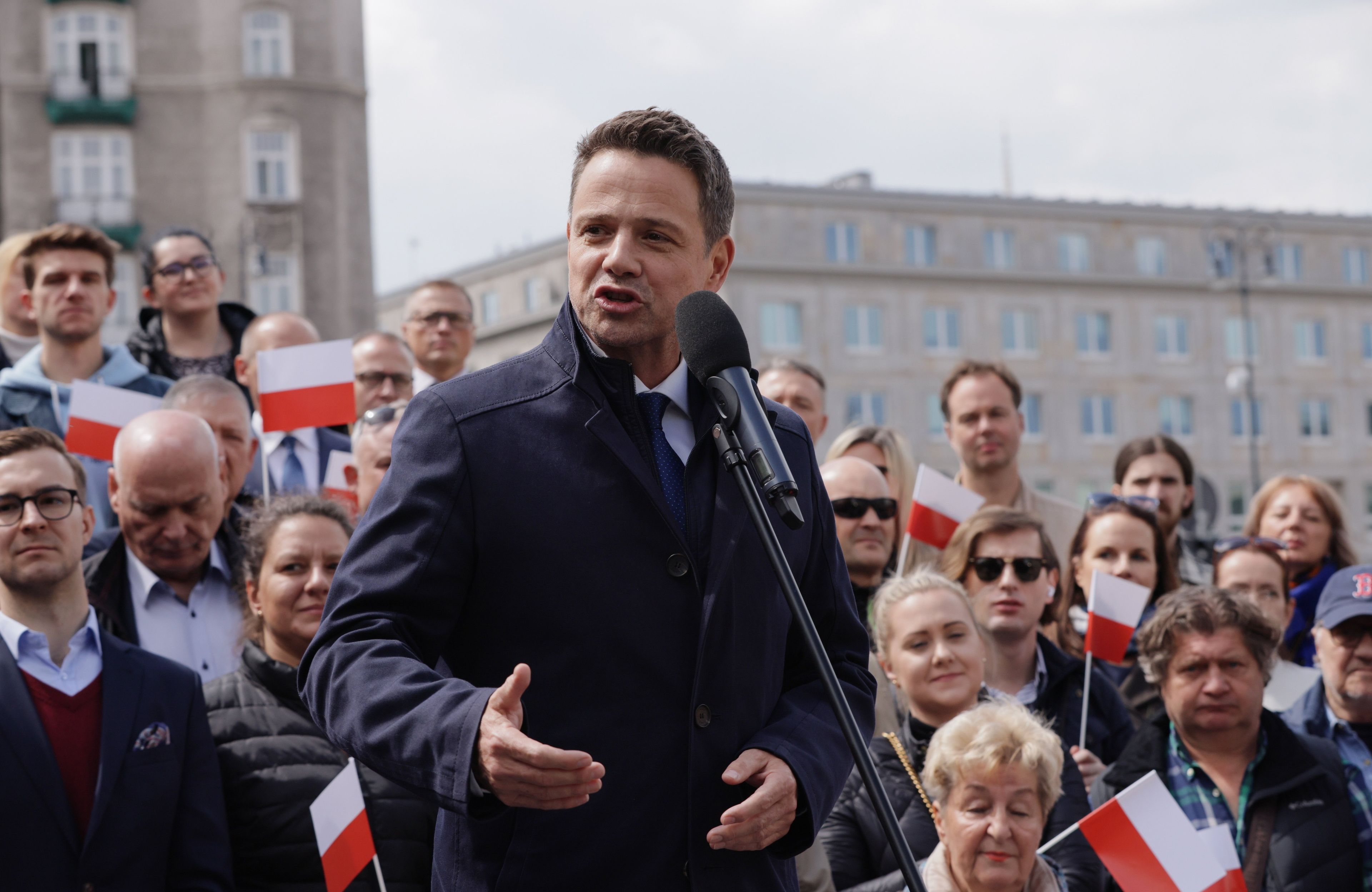 Konferencja prasowa kandydata na Prezydenta RP prezydenta m.st. Warszawy Rafala Trzaskowskiego